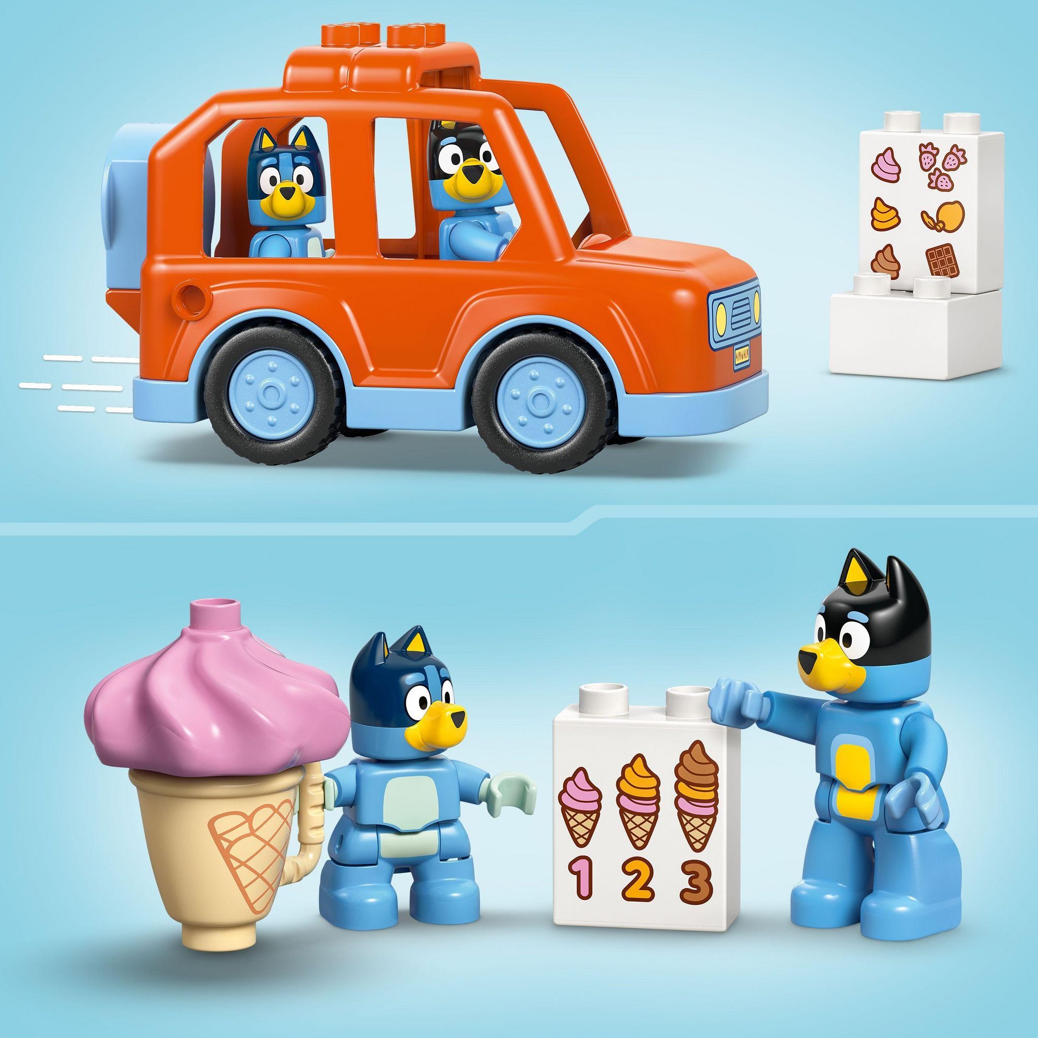 Voir la diapositive 5 : LEGO DUPLO 10458 Visite chez le Marchand de Glace avec Bluey - Jeu de Construction 2 ans