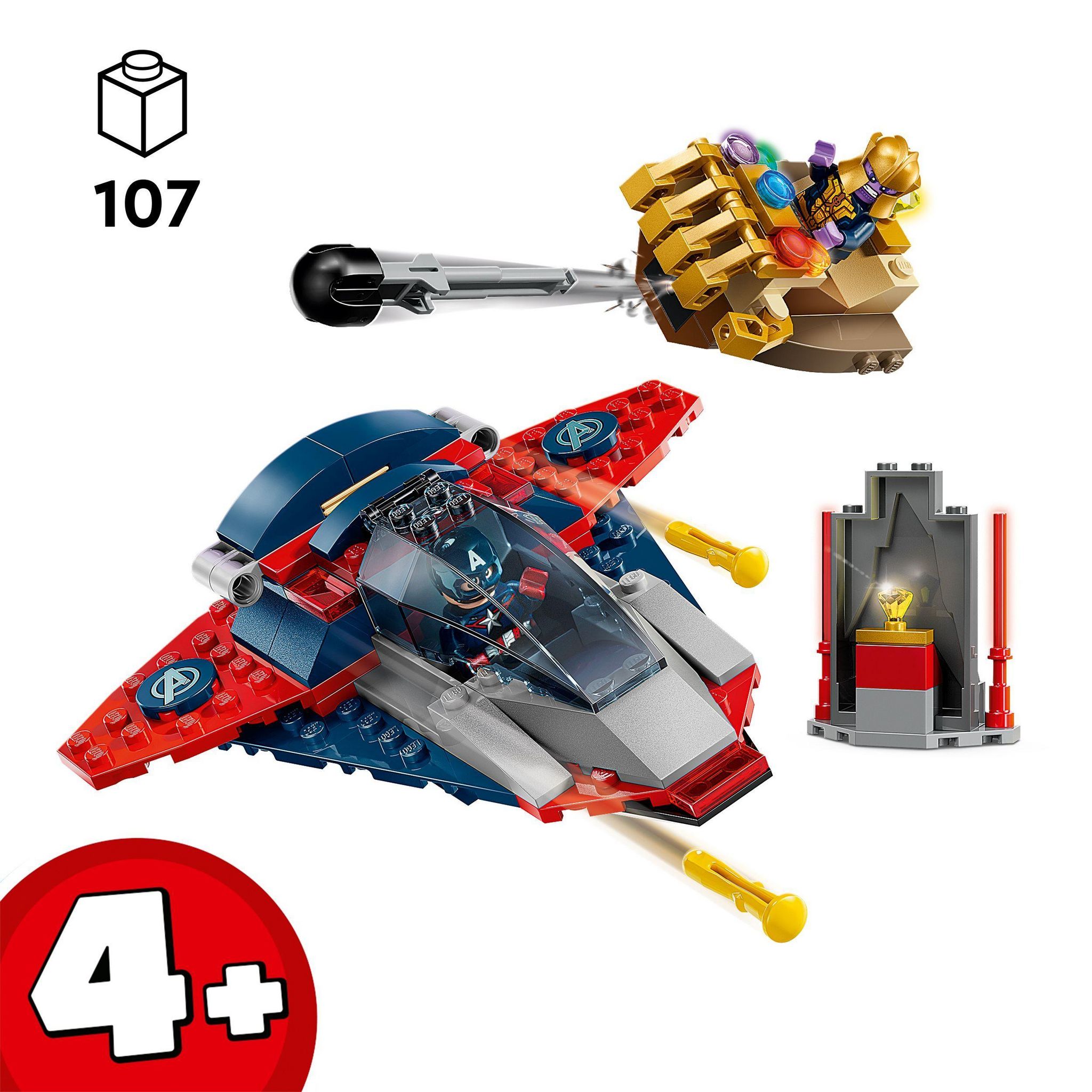 Voir la diapositive 3 : LEGO Marvel 76319 Captain America contre Thanos - Jouet Avion pour Enfants dès 4 ans