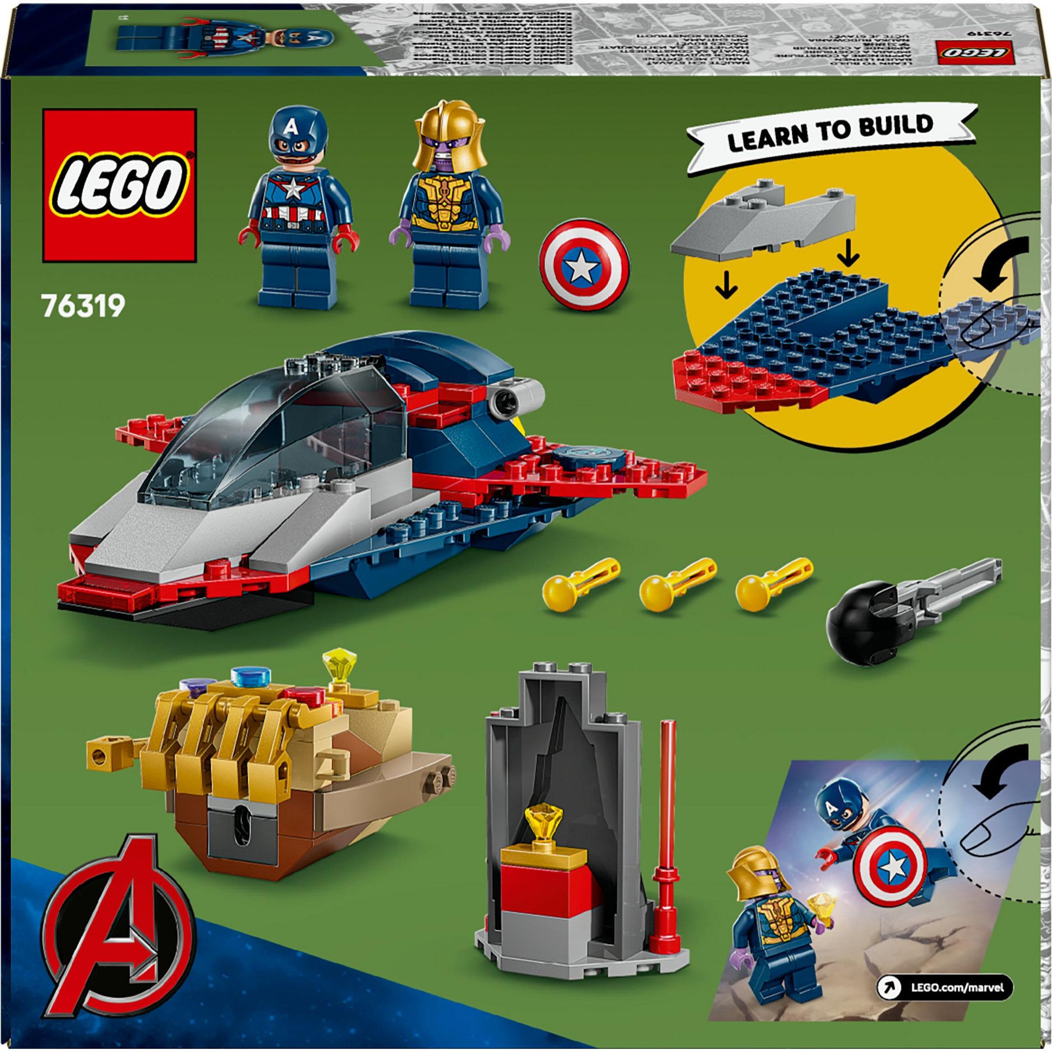 Voir la diapositive 8 : LEGO Marvel 76319 Captain America contre Thanos - Jouet Avion pour Enfants dès 4 ans