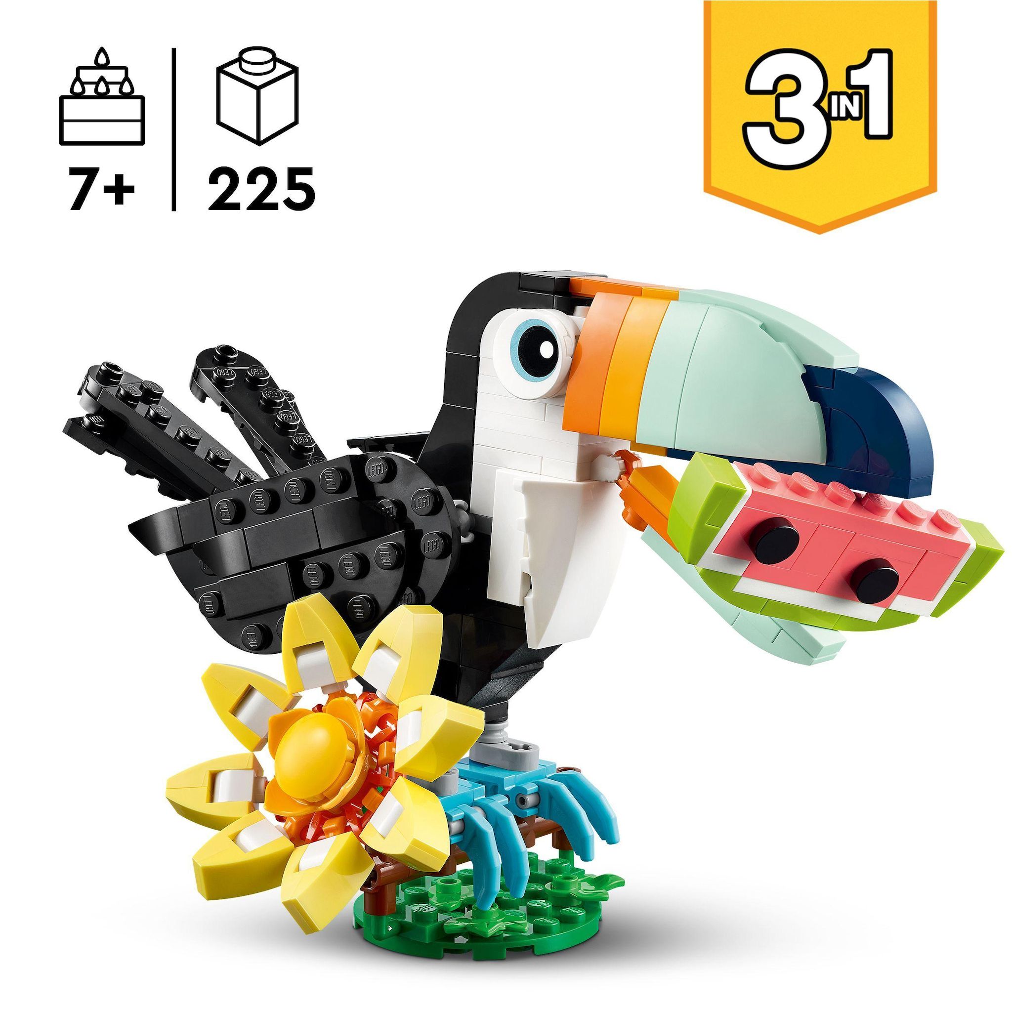 Voir la diapositive 3 : LEGO Creator 31173 - Animaux Sauvages Toucan Tropical