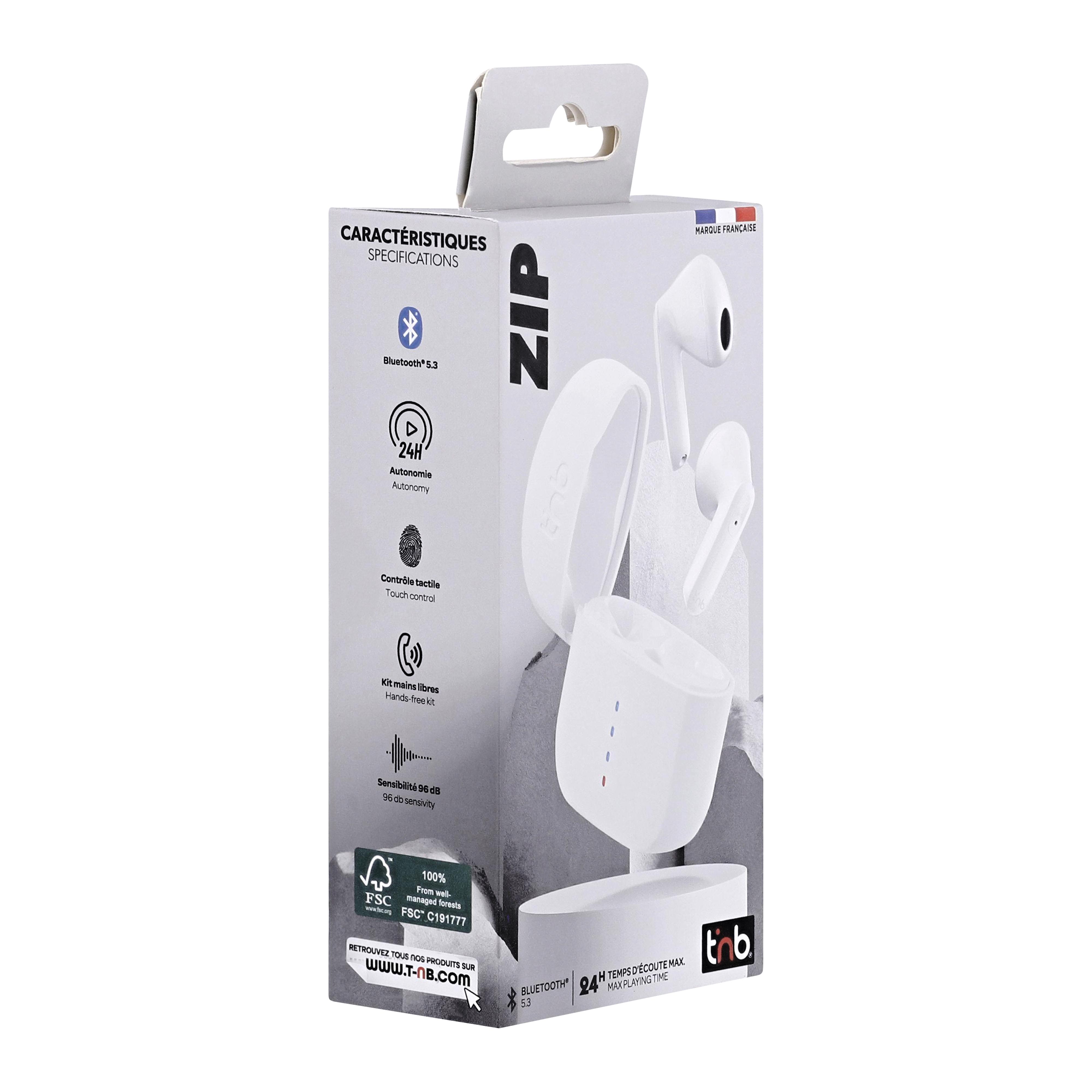 Voir la diapositive 9 : TNB Ecouteurs ZIP TWS - Blanc