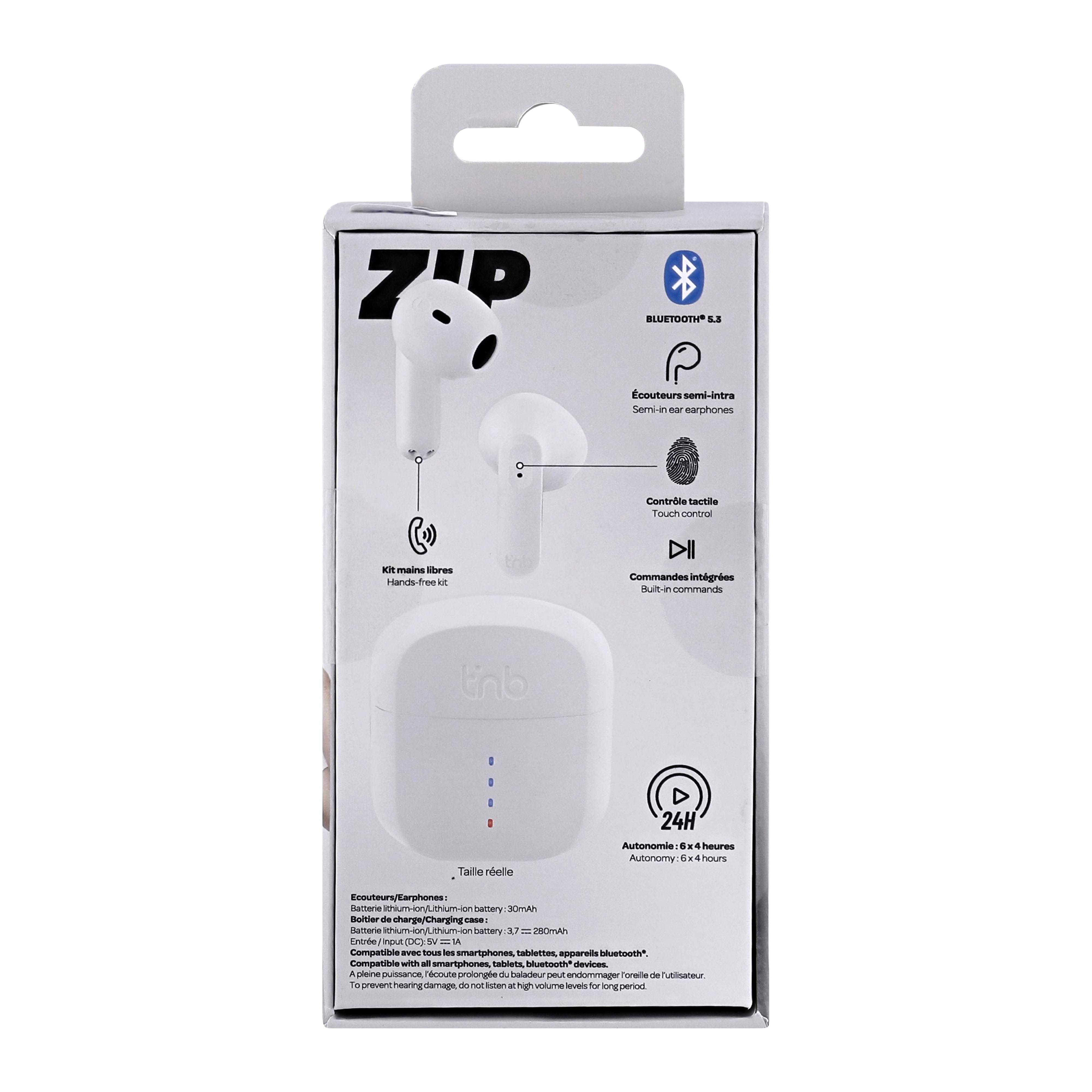 Voir la diapositive 11 : TNB Ecouteurs ZIP TWS - Blanc