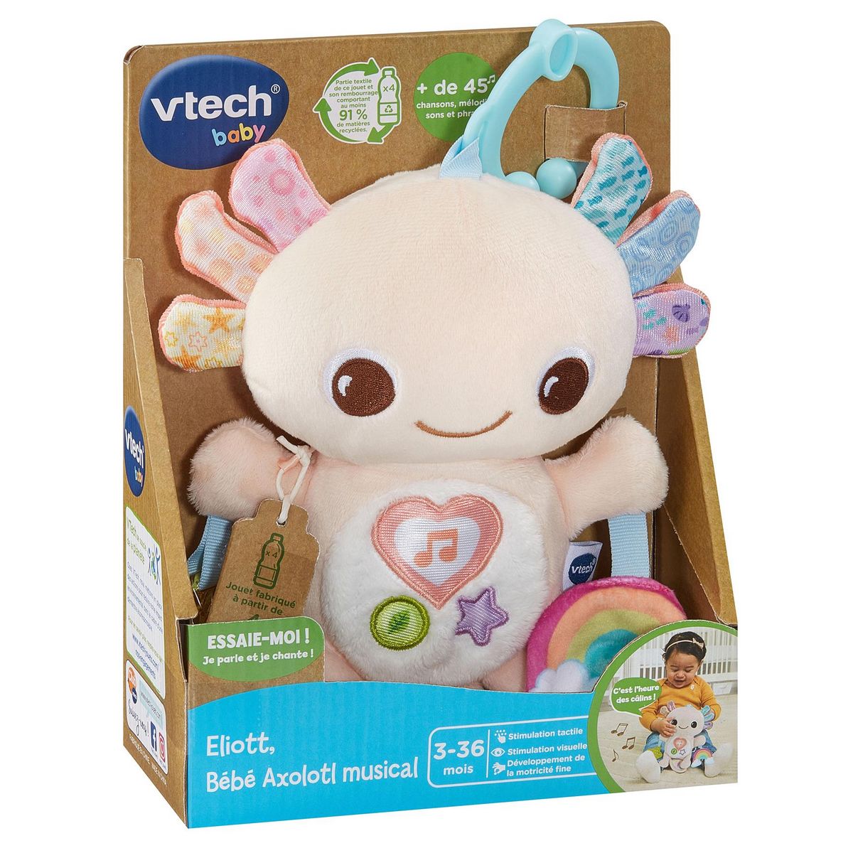 VTECH Peluche Eliott bébé Axolotl musical