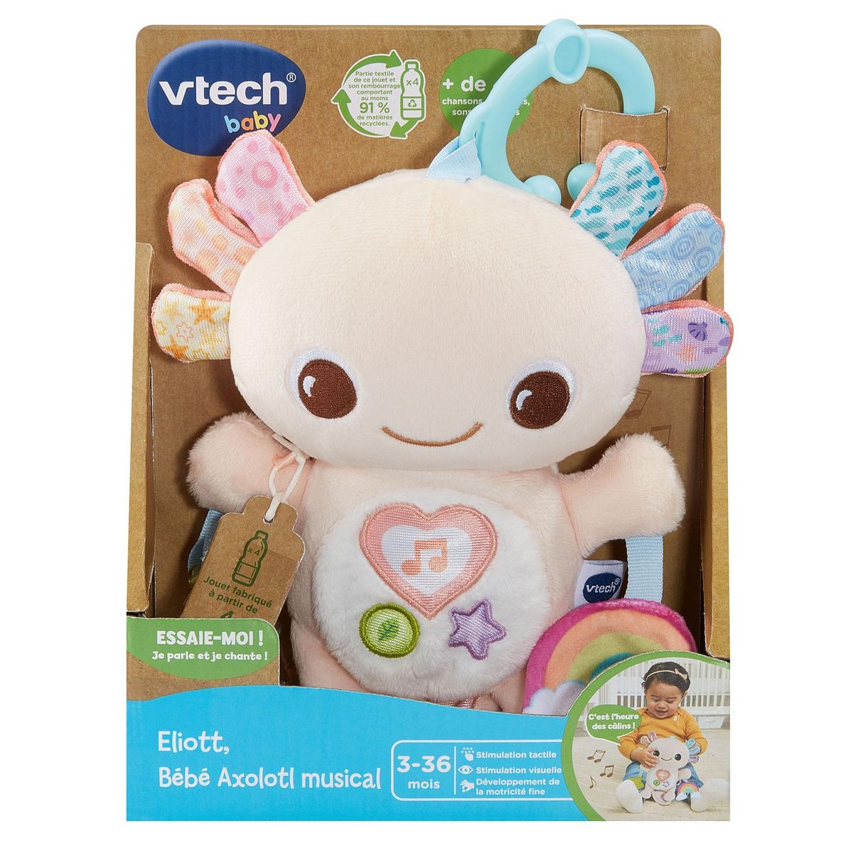 VTECH Peluche Eliott bébé Axolotl musical