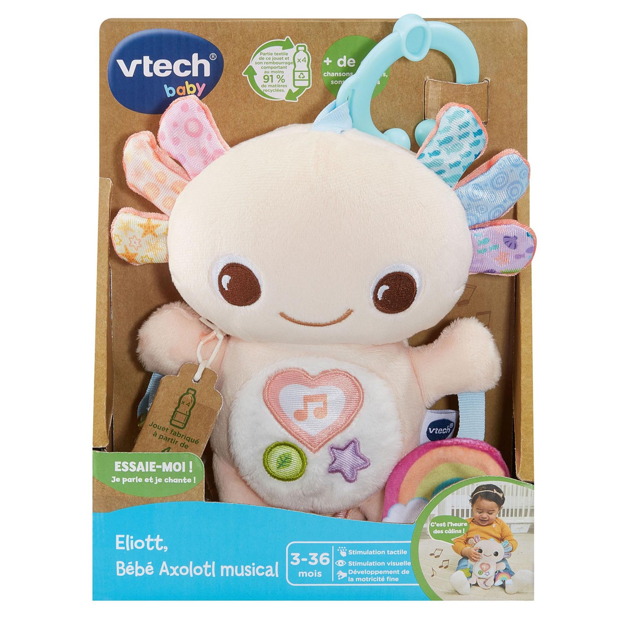 Voir la diapositive 7 : VTECH Peluche Eliott bébé Axolotl musical