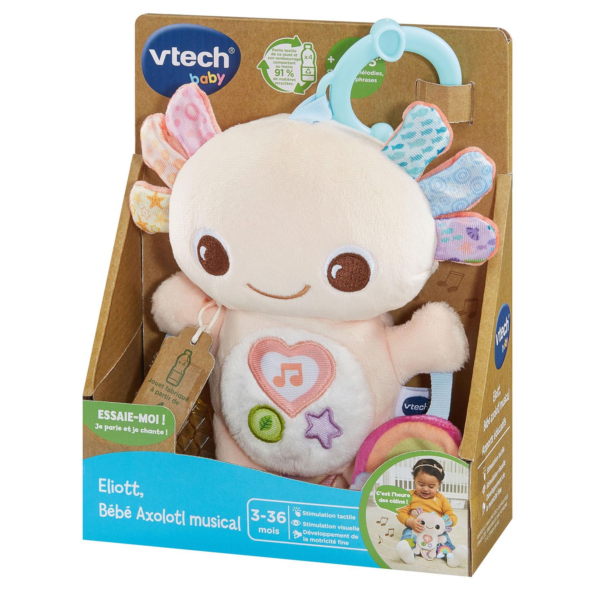 Voir la diapositive 8 : VTECH Peluche Eliott bébé Axolotl musical