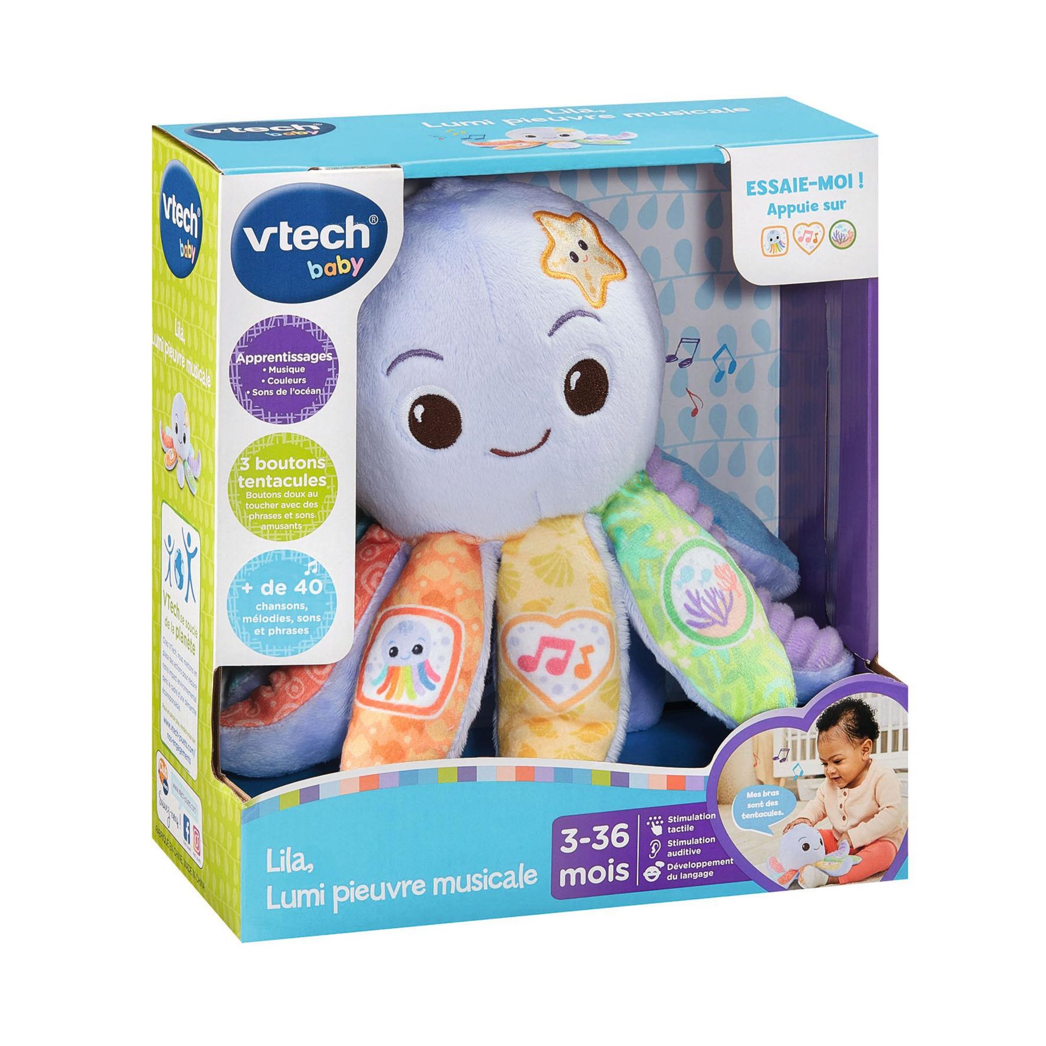 Voir la diapositive 4 : VTECH Ma pieuvre Lila Lumi Musicale