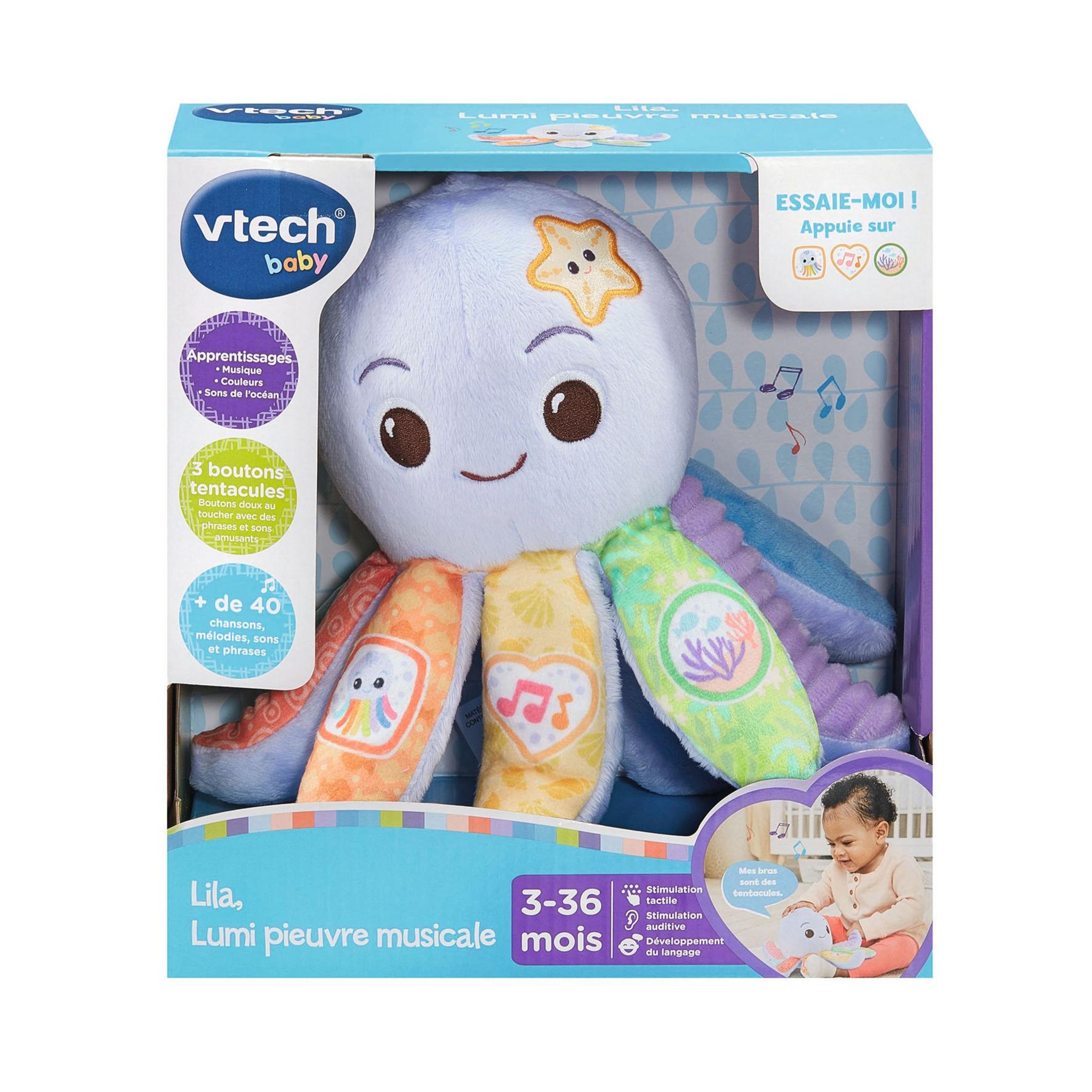 Voir la diapositive 5 : VTECH Ma pieuvre Lila Lumi Musicale