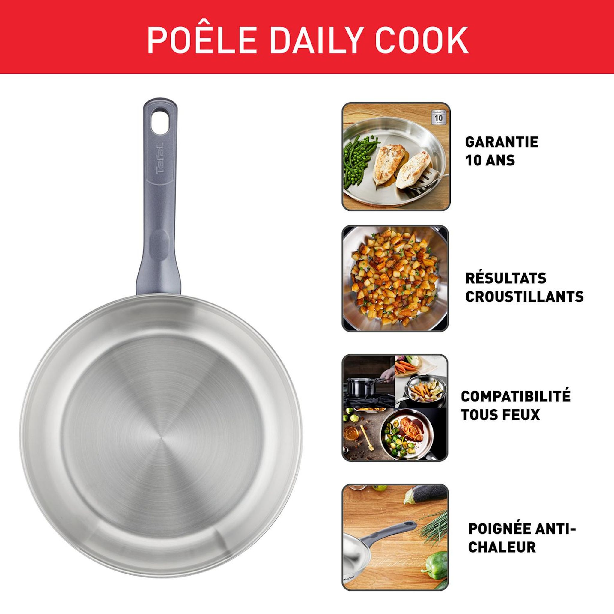 Voir la diapositive 2 : Poêle 24cm non revêtu Daily Cook tous feux dont induction