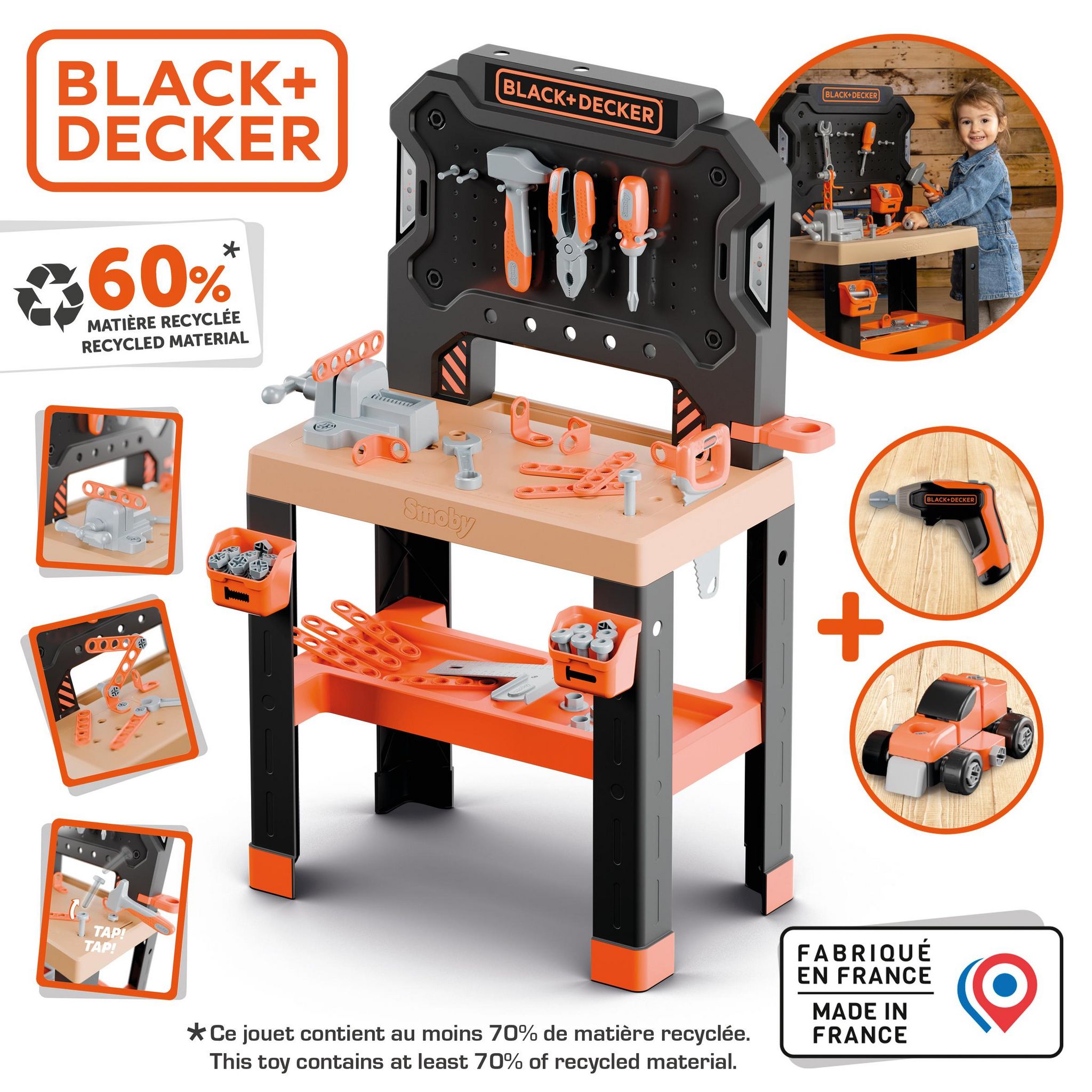 Voir la diapositive 2 : SMOBY Établi de bricolage avec visseuse