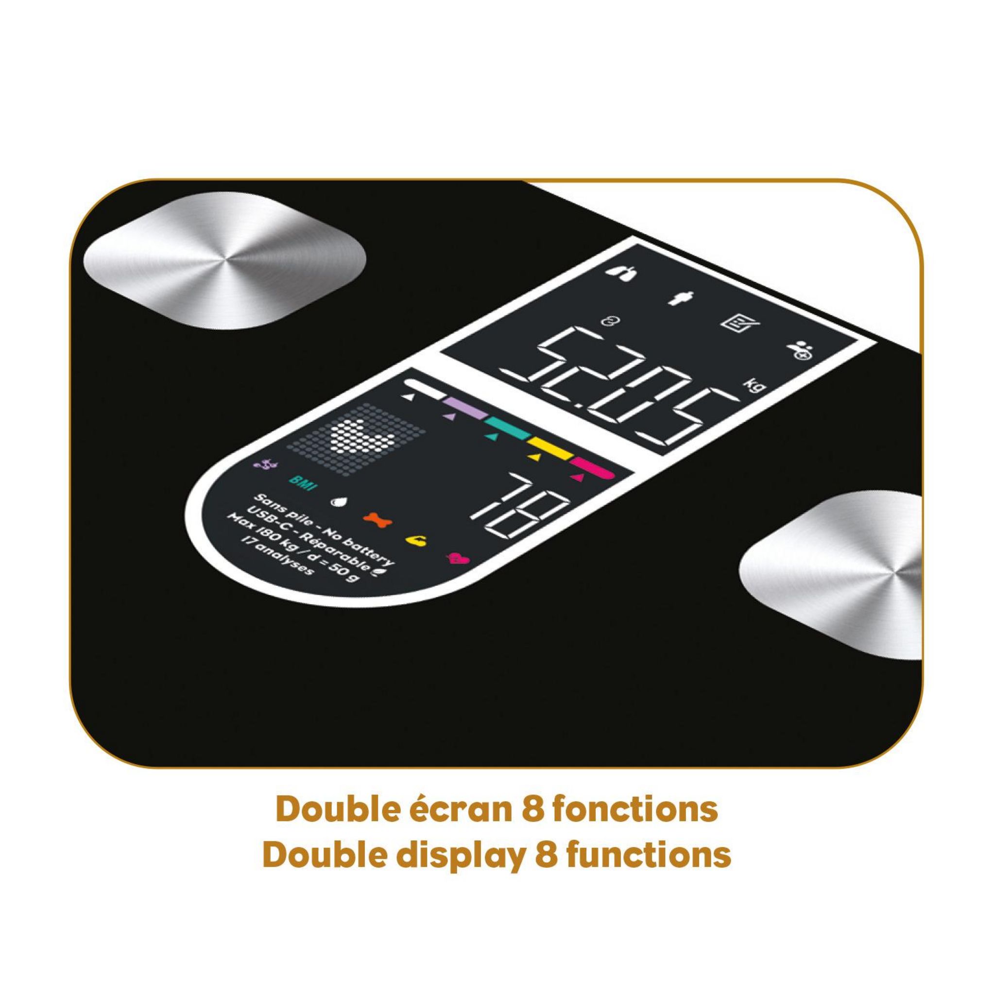 Voir la diapositive 6 : LITTLE BALANCE Pèse personne impédancemètre électronique ic-X4-Visio+ - Noir