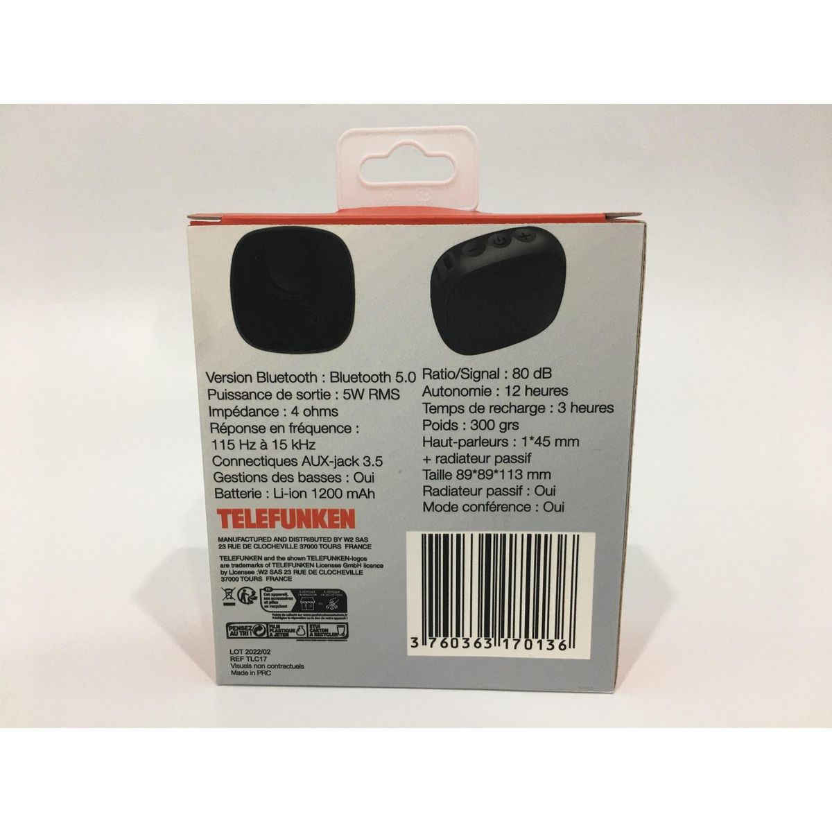 TELEFUNKEN Enceinte Portable TLAU 19 - Noire