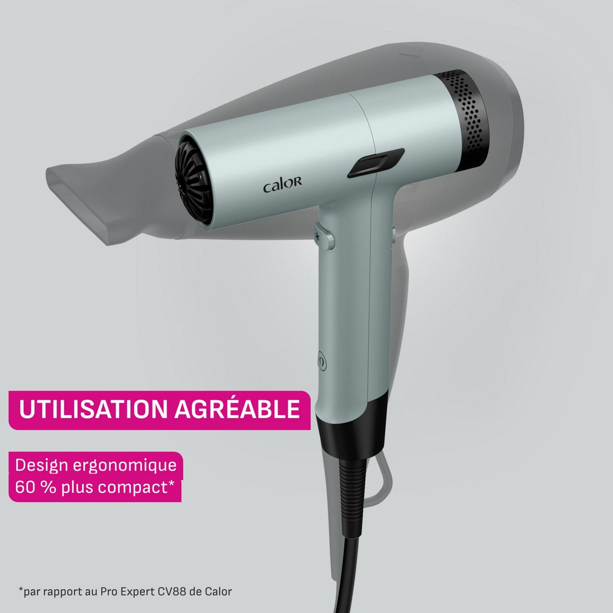 Voir la diapositive 3 : CALOR Sèche cheveux TINY HY7120C0 - Gris