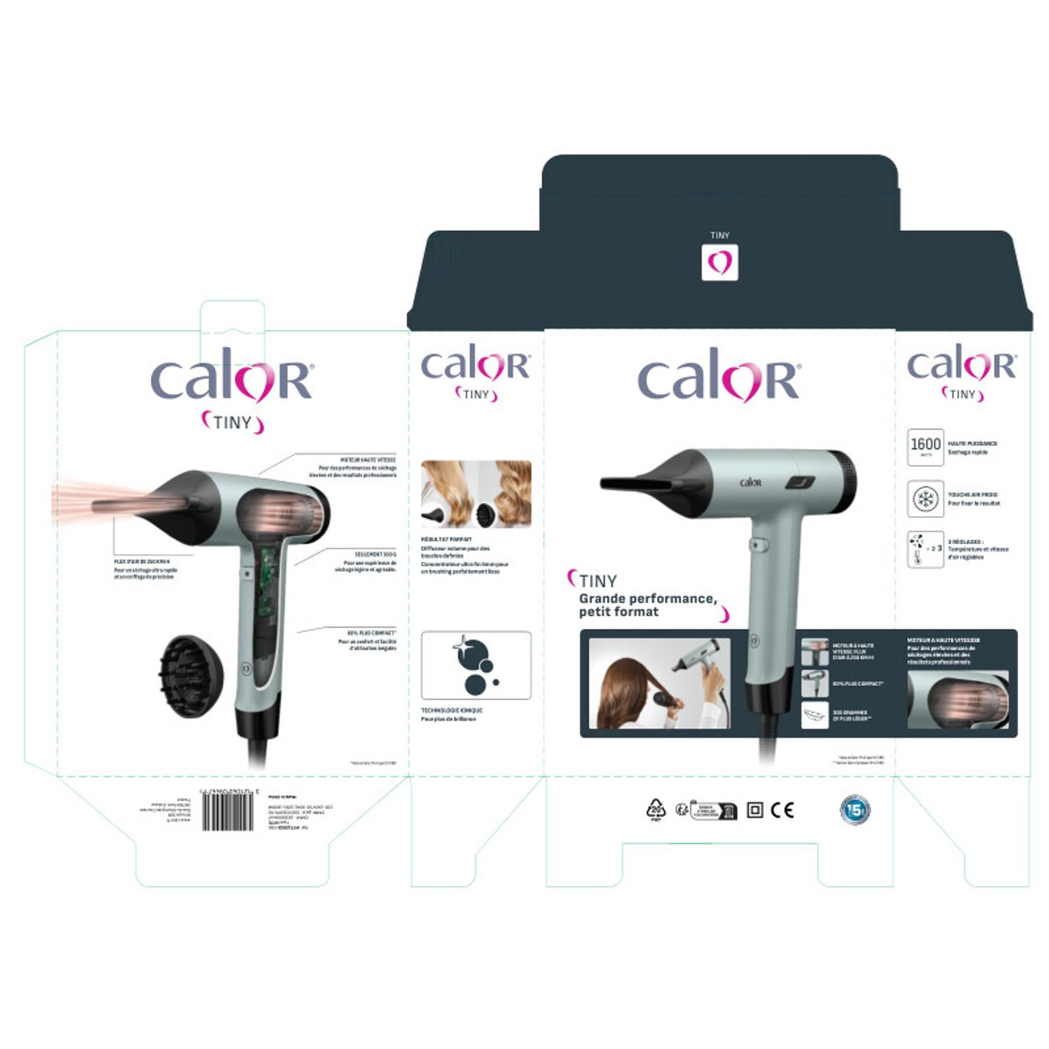 Voir la diapositive 8 : CALOR Sèche cheveux TINY HY7120C0 - Gris