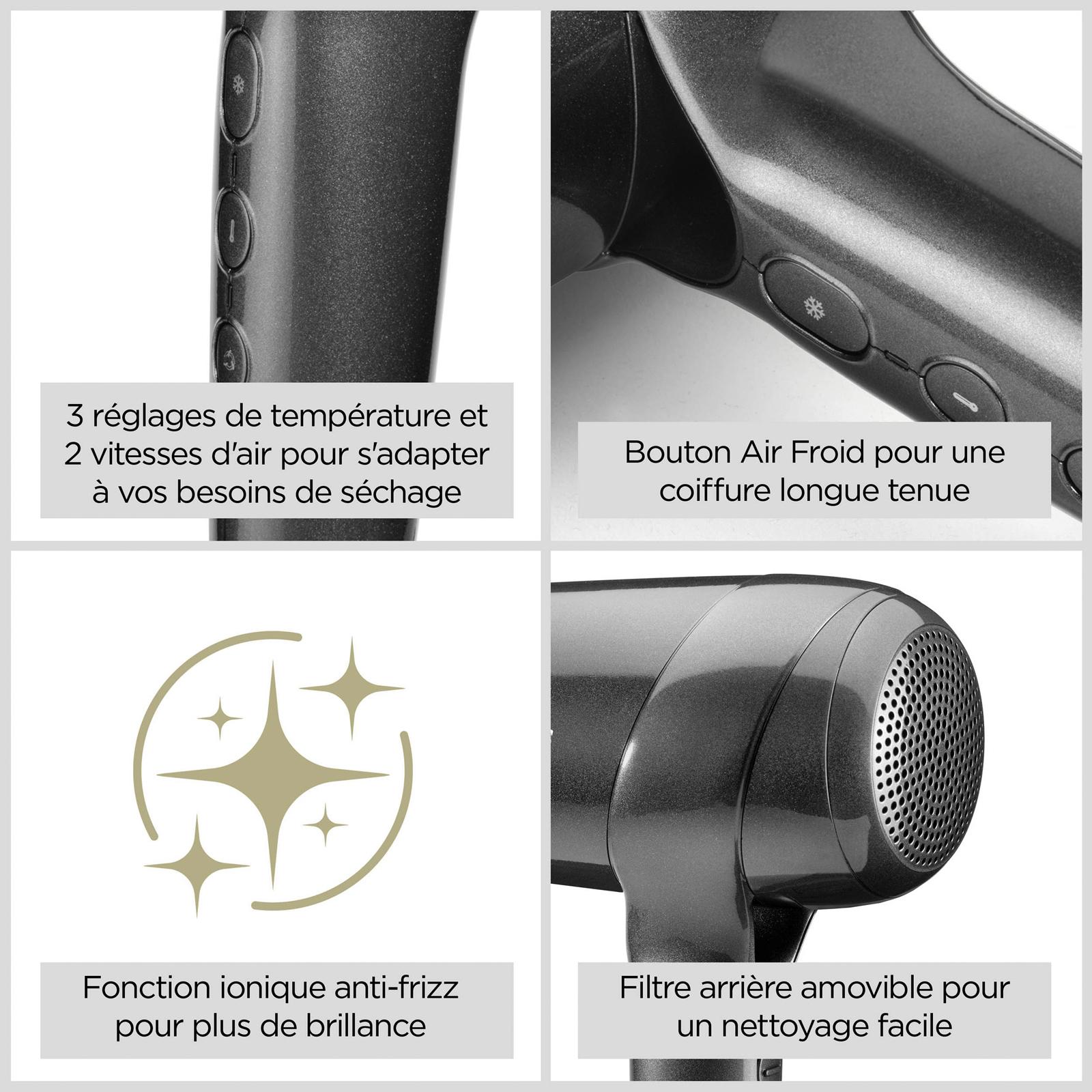 Voir la diapositive 3 : BABYLISS Sèche cheveux D6200DE - Gris