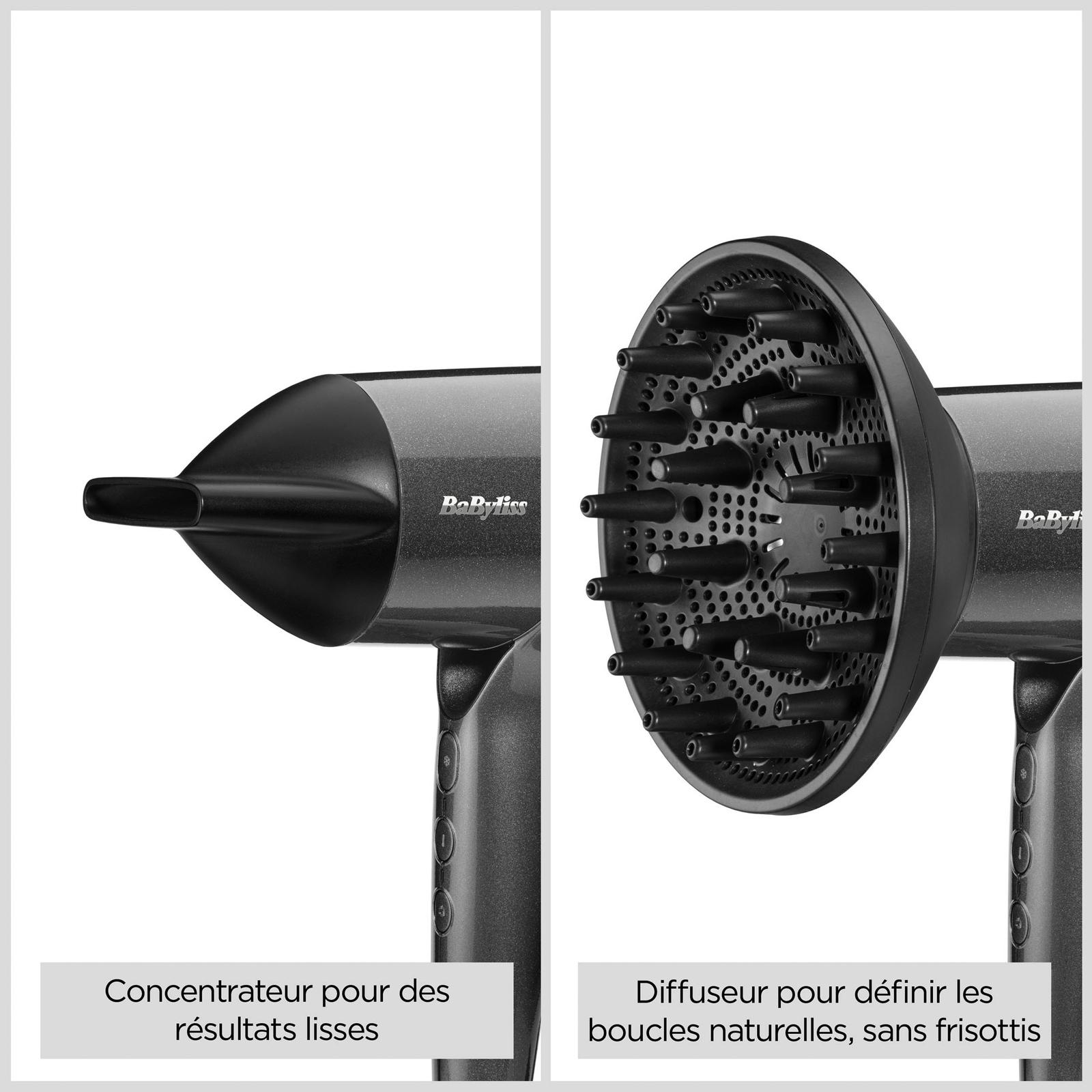 Voir la diapositive 6 : BABYLISS Sèche cheveux D6200DE - Gris
