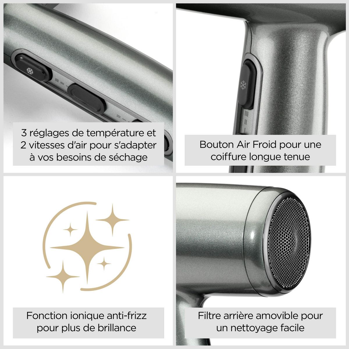 BABYLISS Sèche cheveux D581E - Gris