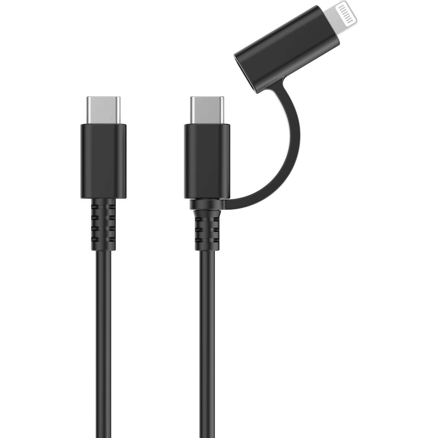 Voir la diapositive 2 : QILIVE Câble de Charge USB C/Lightning/USB C - Noir