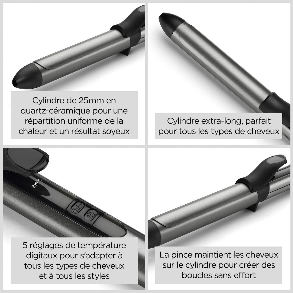 BABYLISS Boucleur manuel à pince C261E - Gris