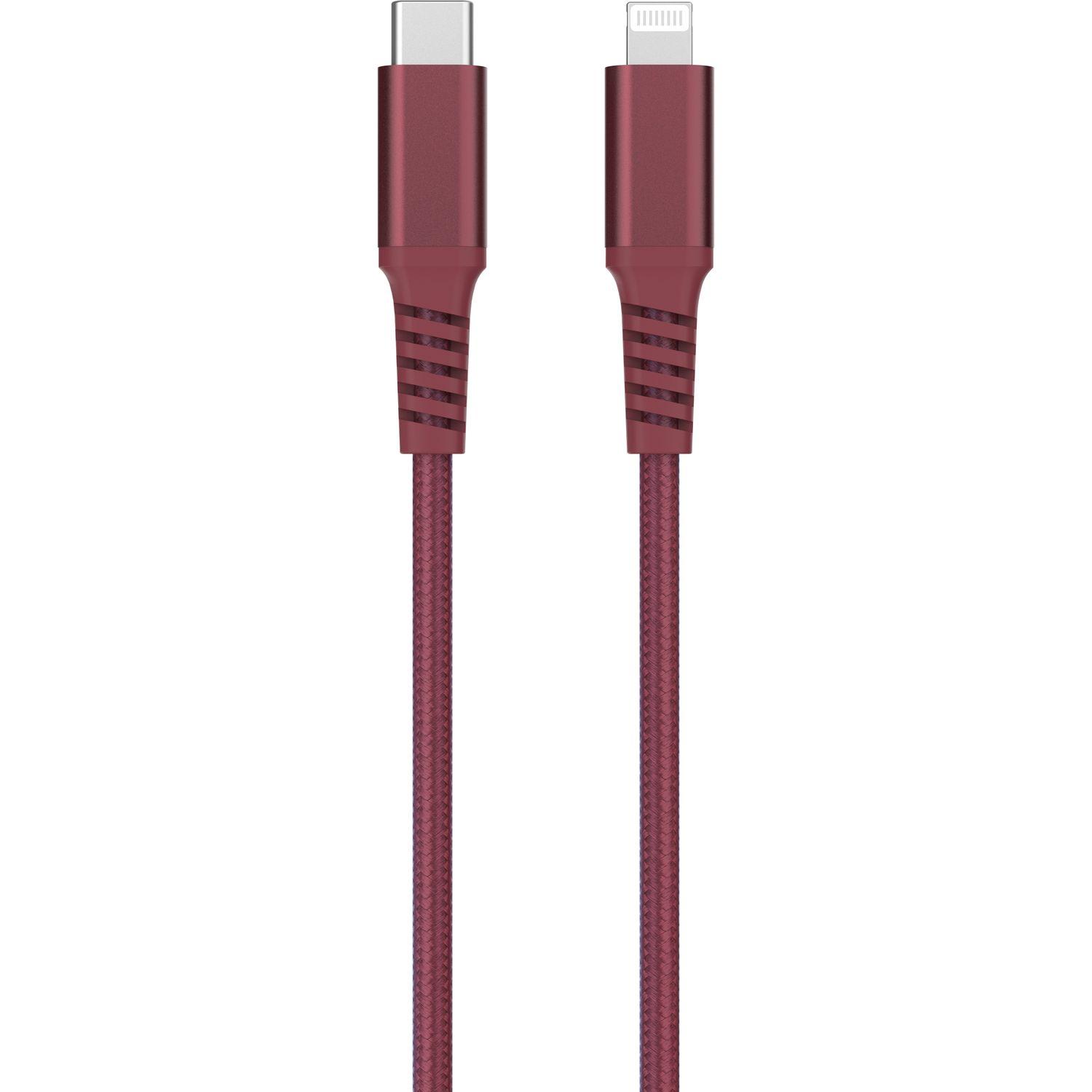 Voir la diapositive 2 : QILIVE Câble de charge USB C/Lightning Textile - Rouge
