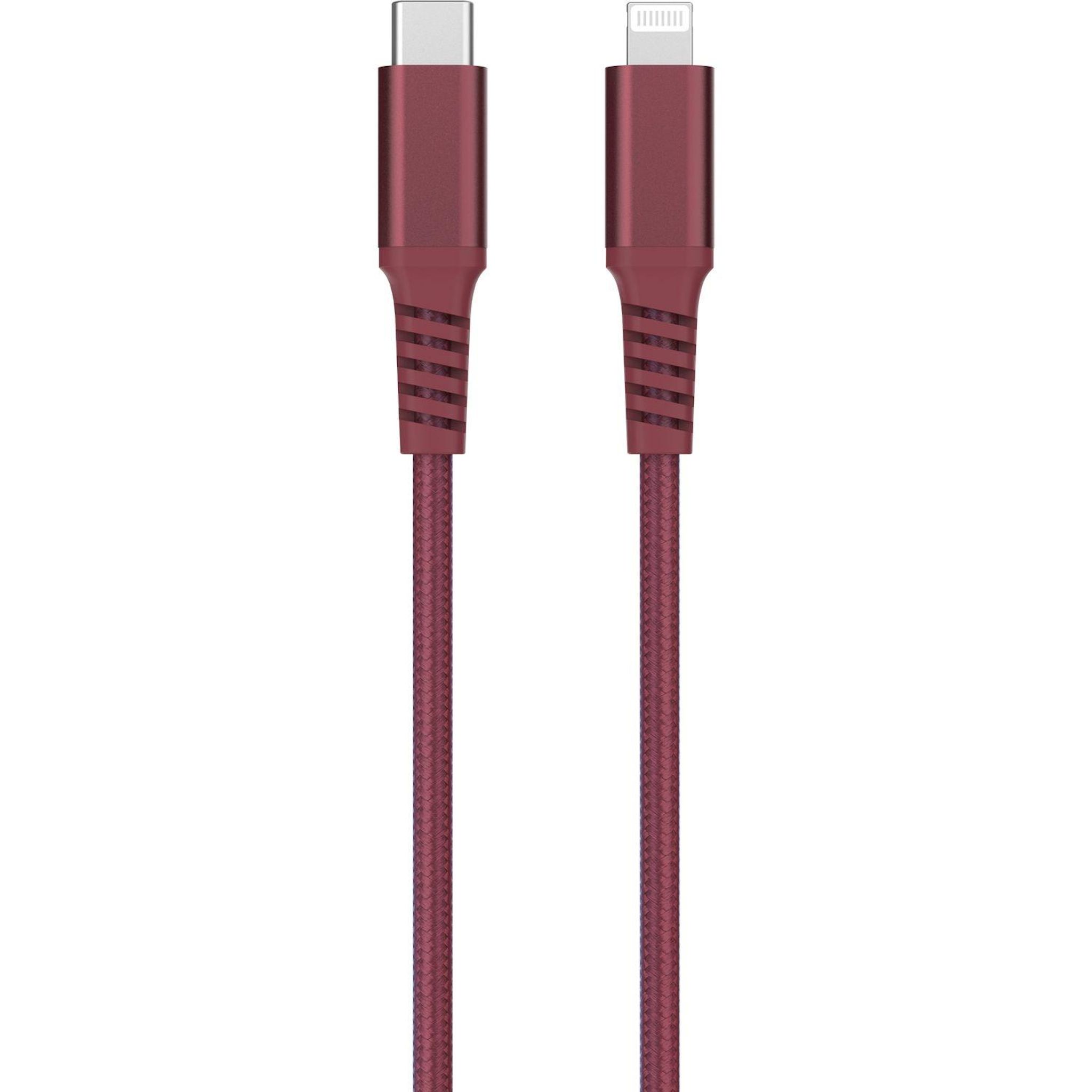 Voir la diapositive 2 : QILIVE Câble de charge USB C/Lightning Textile - Rouge