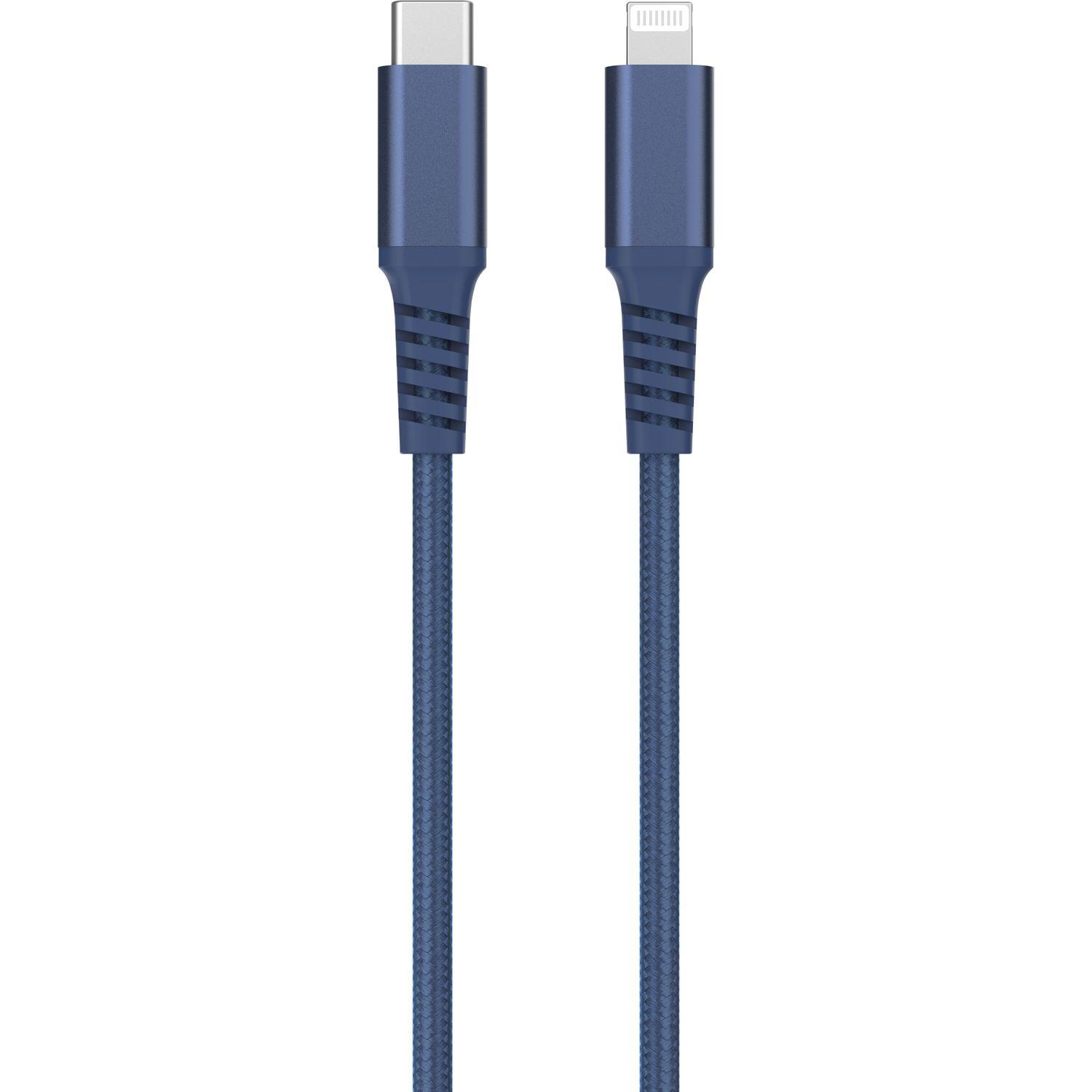 Voir la diapositive 2 : QILIVE Câble de charge USB C/Lightning Textile - Bleu