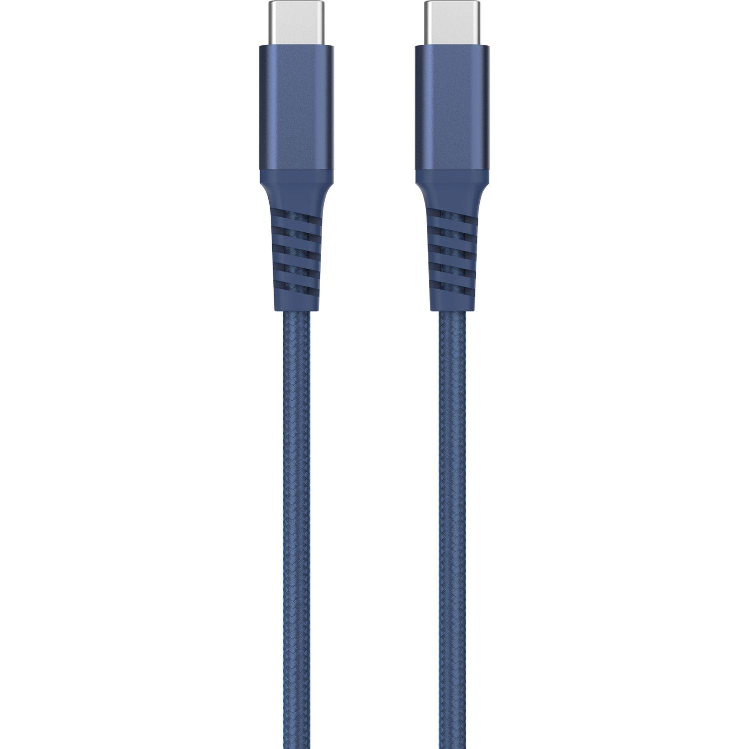 Voir la diapositive 2 : QILIVE Câble de charge USB C/USB C Textile - Bleu