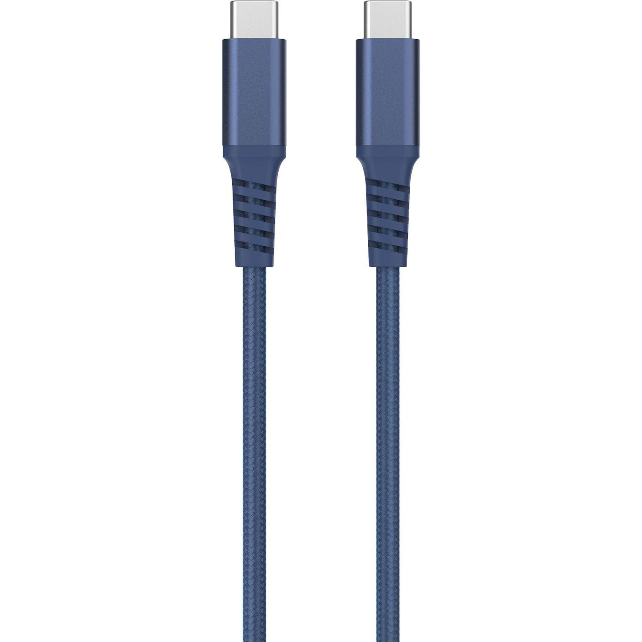 Voir la diapositive 2 : QILIVE Câble de charge USB C/USB C Textile - Bleu