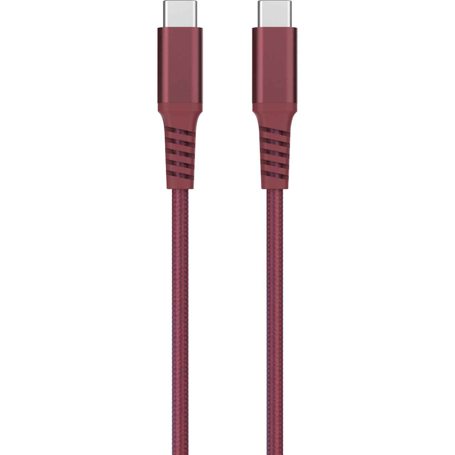 Voir la diapositive 2 : QILIVE Câble de charge USB C/USB C Textile - Rouge