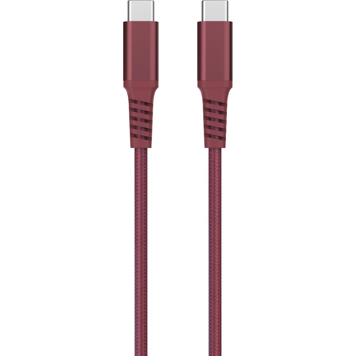 QILIVE Câble de charge USB C/USB C Textile - Rouge