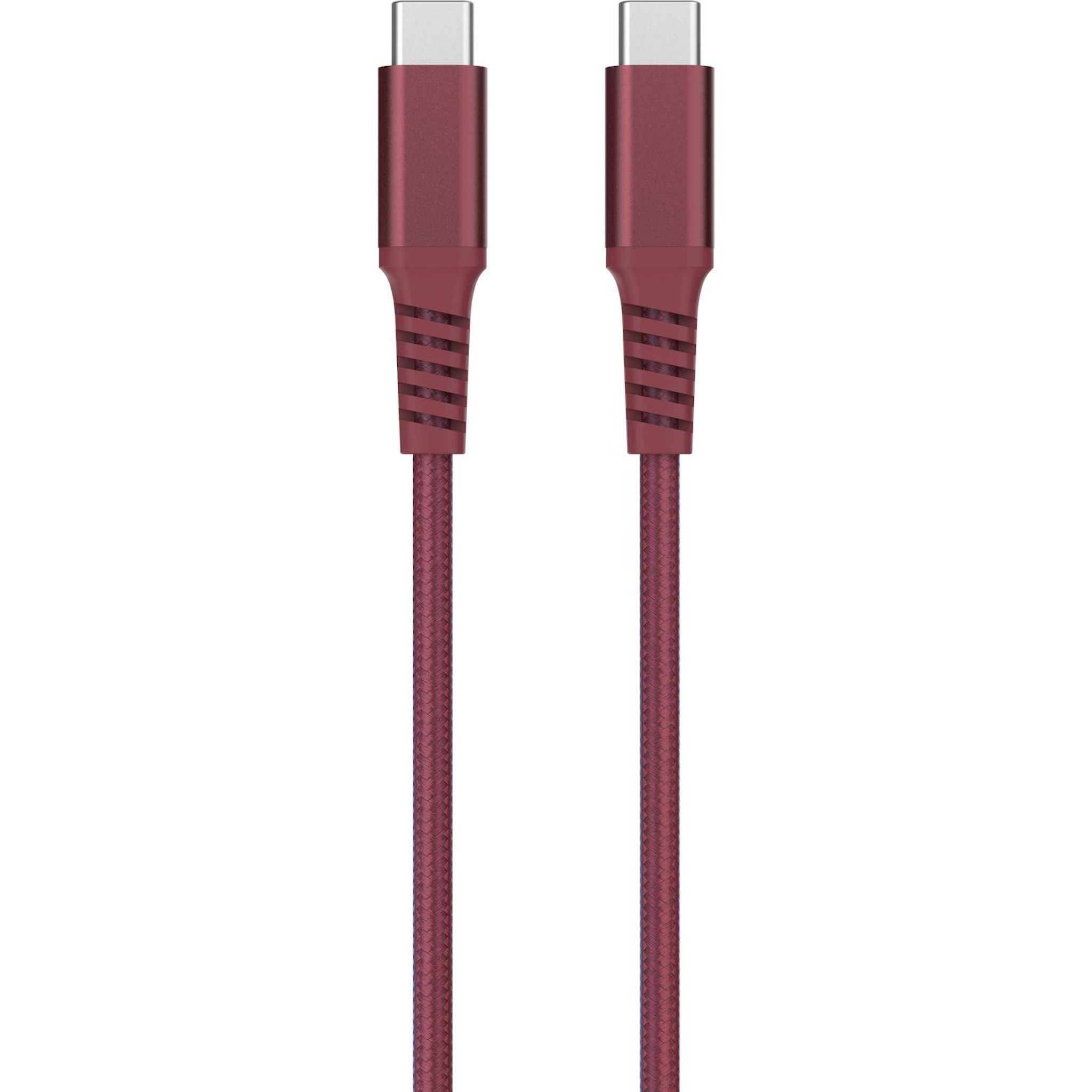 Voir la diapositive 2 : QILIVE Câble de charge USB C/USB C Textile - Rouge