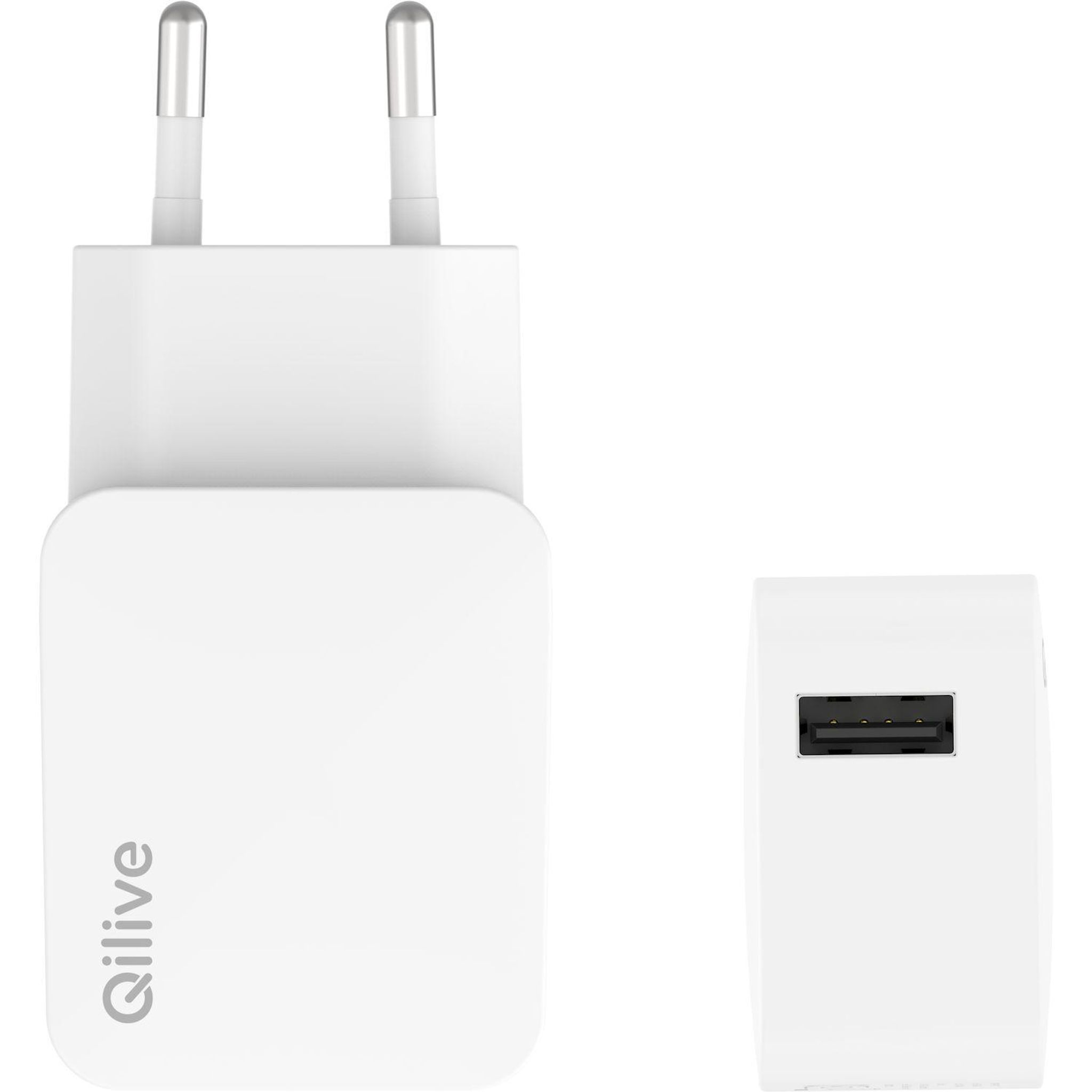 QILIVE Chargeur Secteur USB A/USB C 15W - Blanc