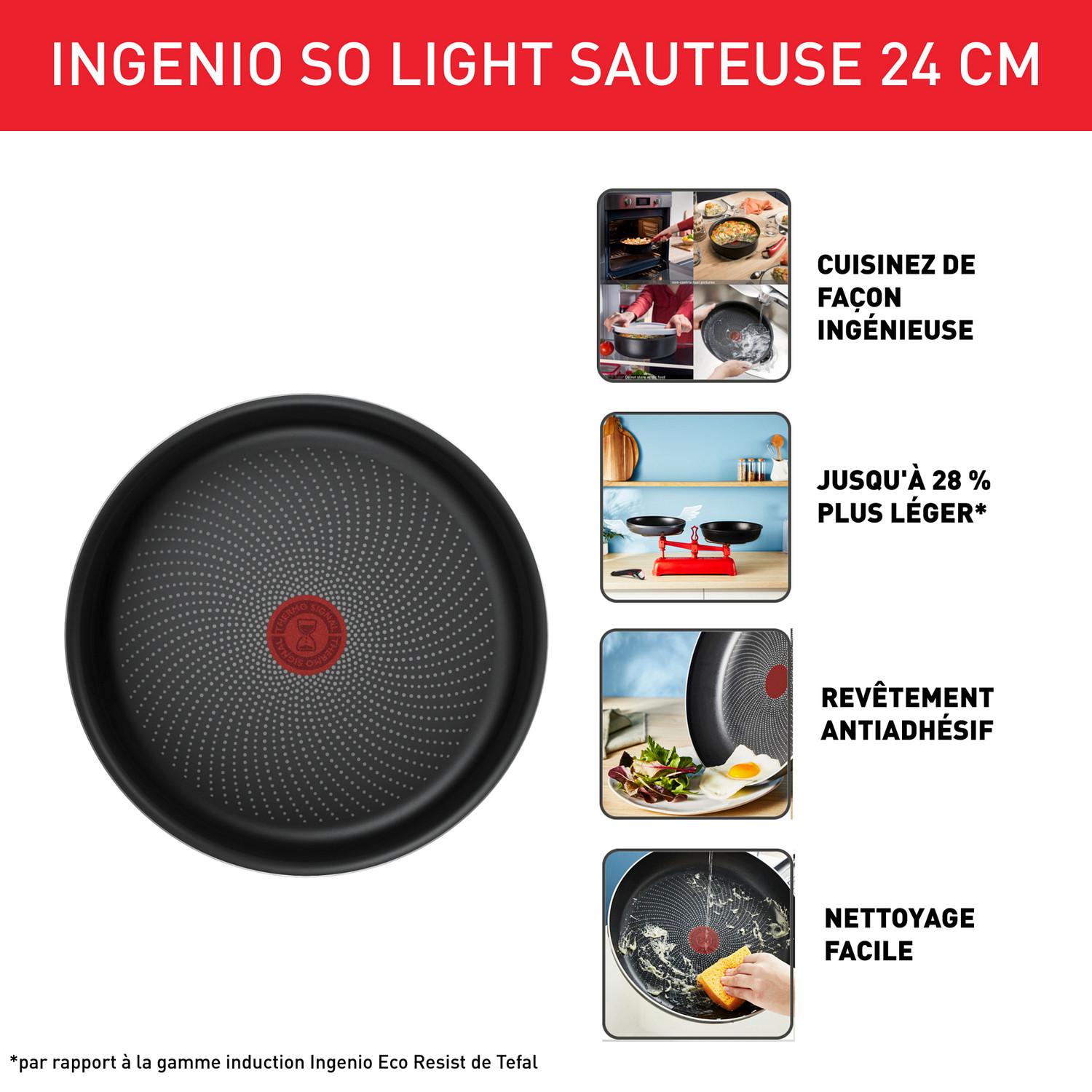 Voir la diapositive 2 : TEFAL Sauteuse 24cm Ingenio So Light tous feux dont induction