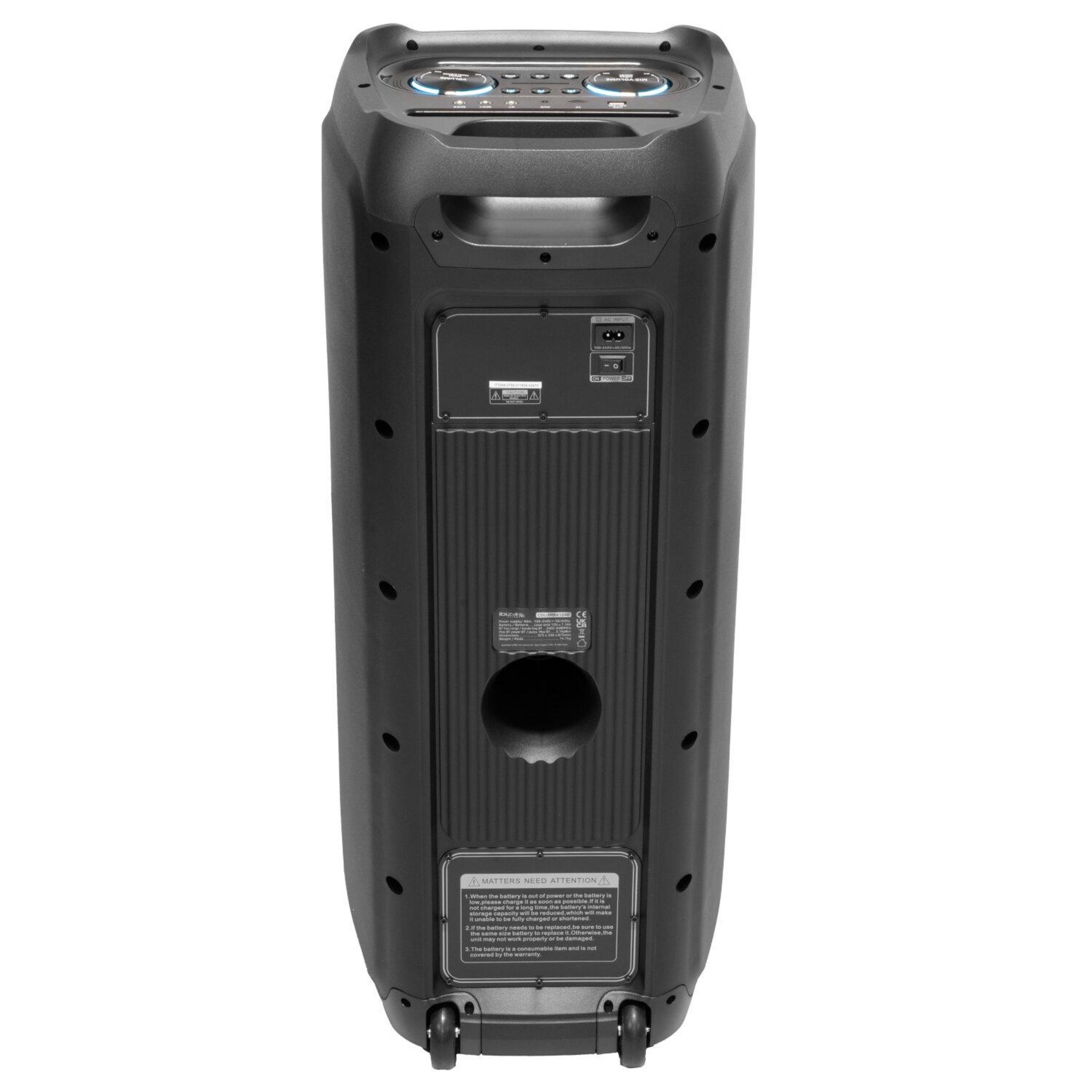 Voir la diapositive 3 : IBIZA Enceinte Highpower Columba 1200 Bluetooth - Noire