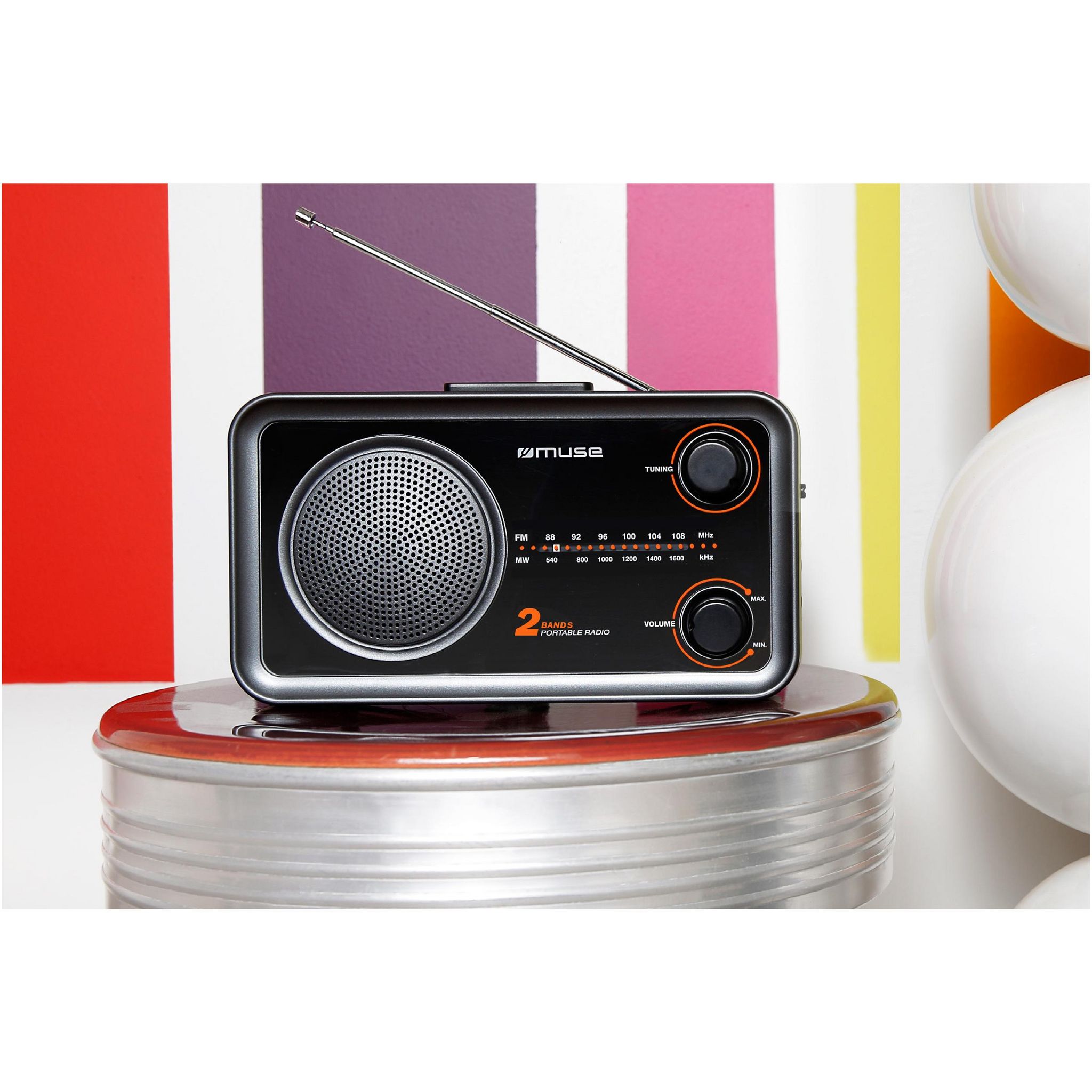 Voir la diapositive 3 : MUSE Radio Portable analogique M-06 DS - Noir