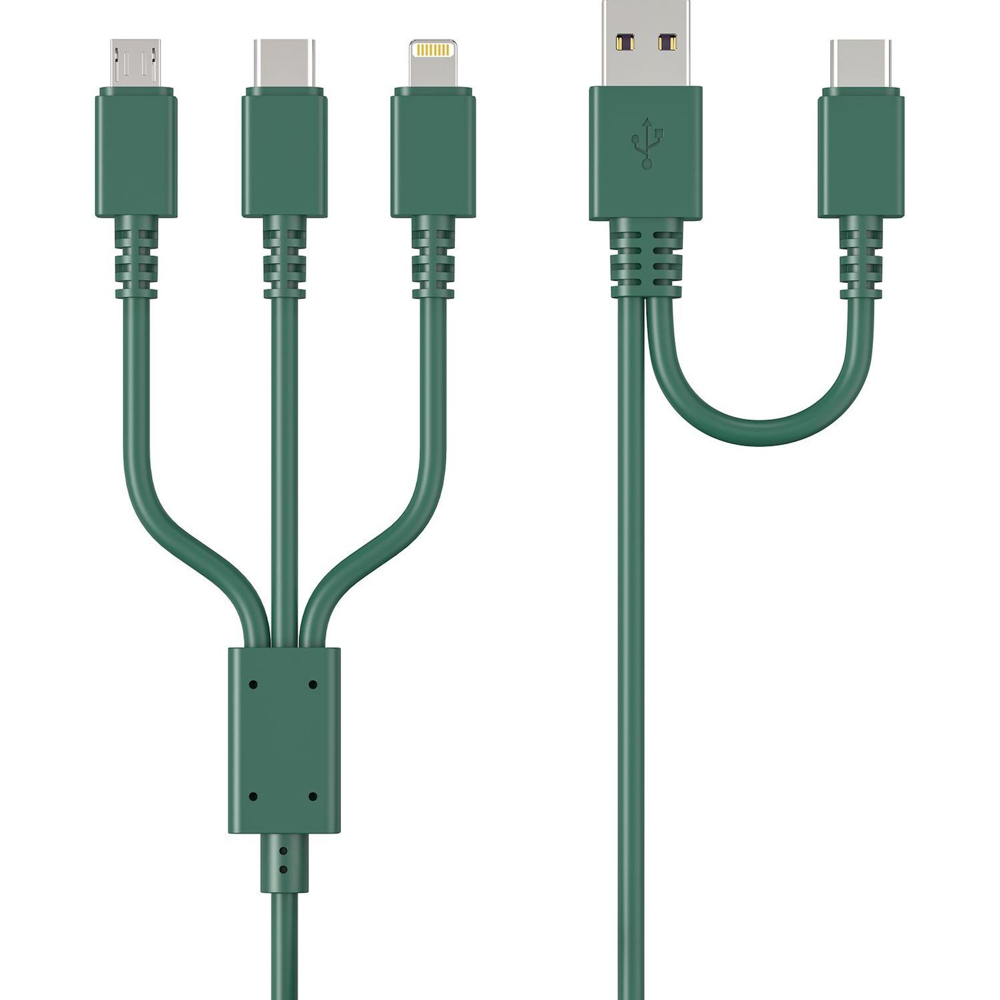 Voir la diapositive 2 : QILIVE Câble de charge USB A/USB C/Lightning/Micro USB - Bleu