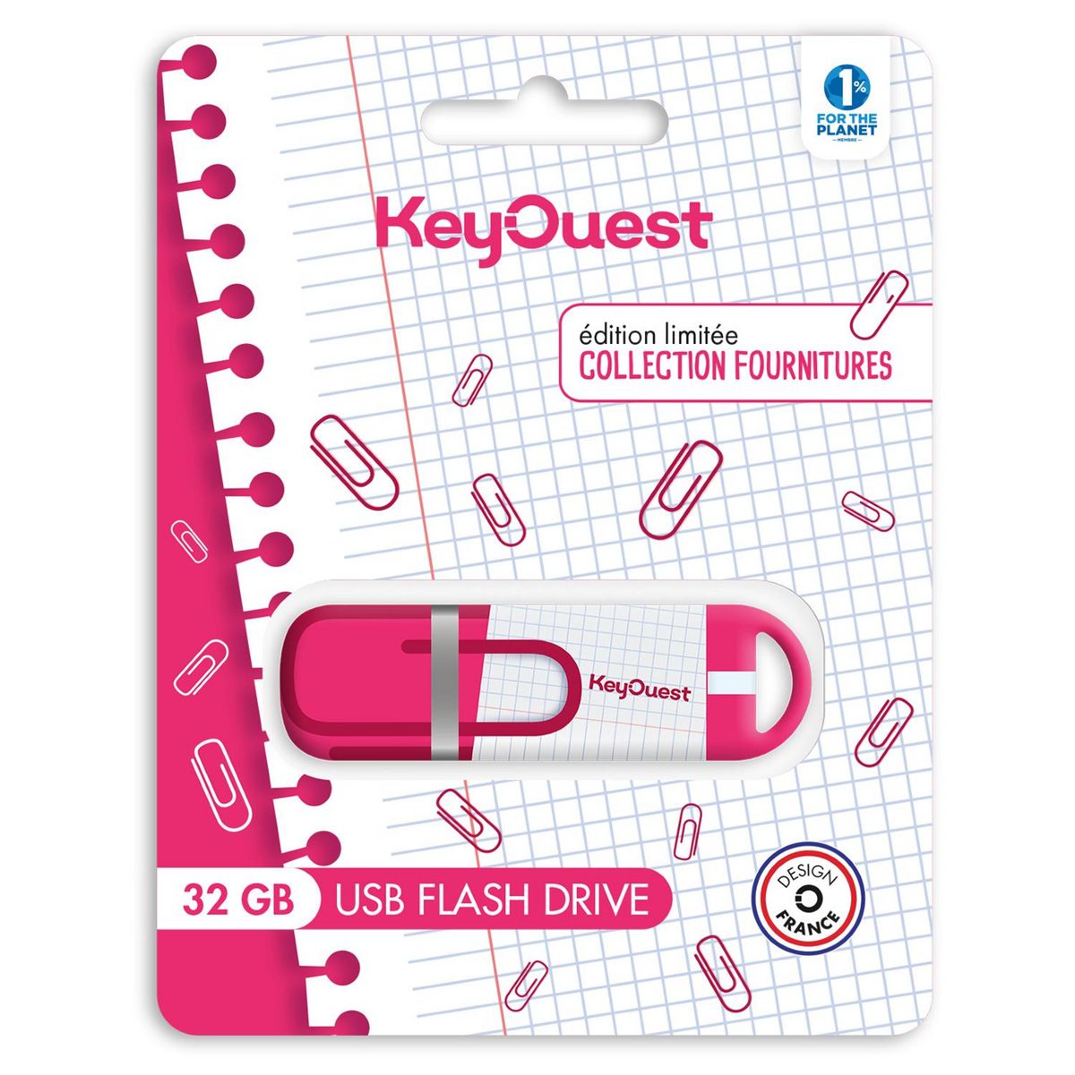 KEYOUEST Clé USB 32Go Trombone Rose