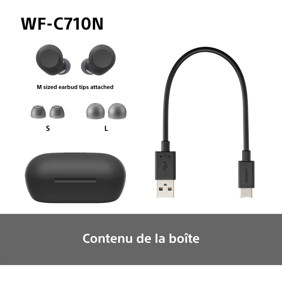 SONY Écouteurs WF C710 TWS - Noir