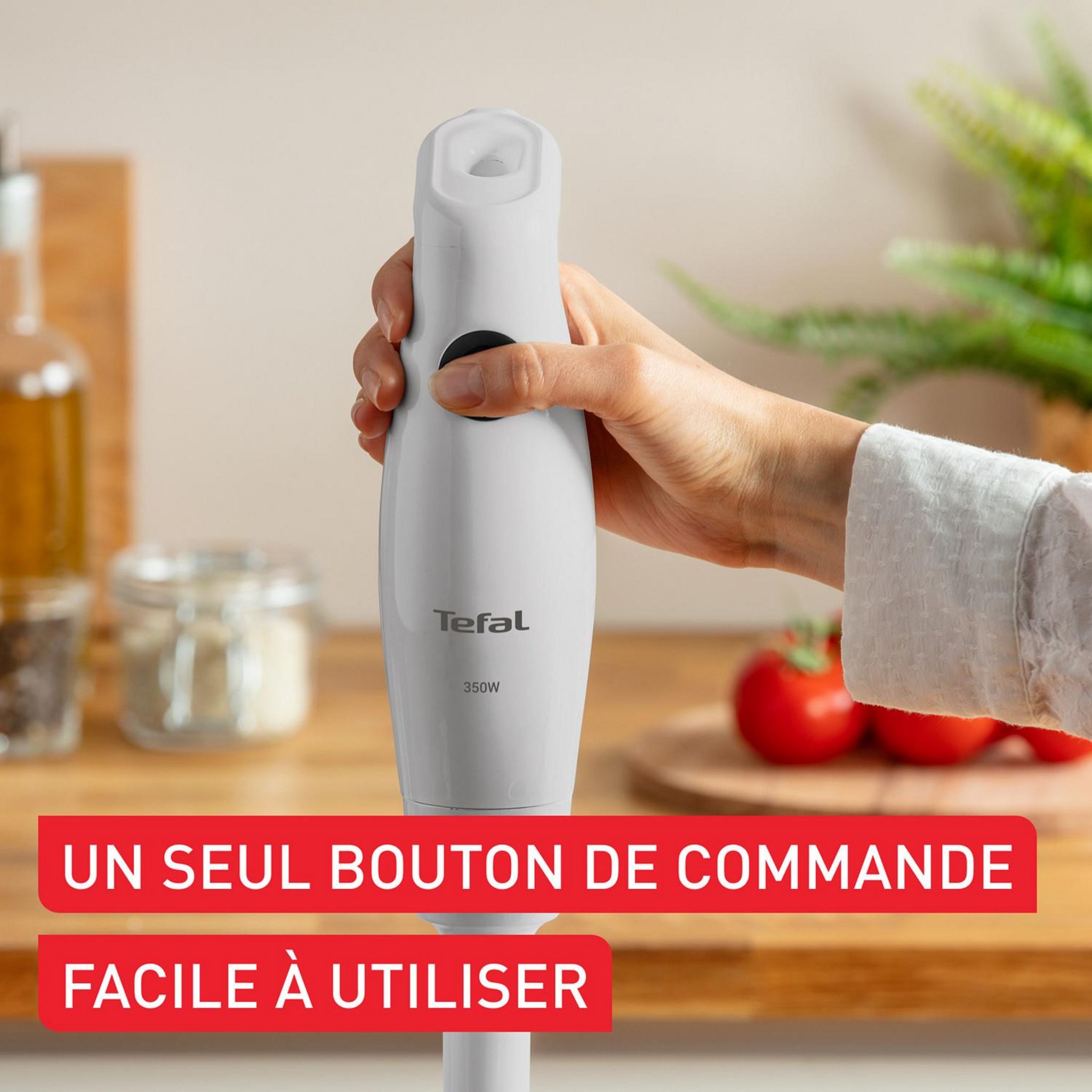 Voir la diapositive 3 : TEFAL Mixeur plongeant HB12AN10 - Blanc