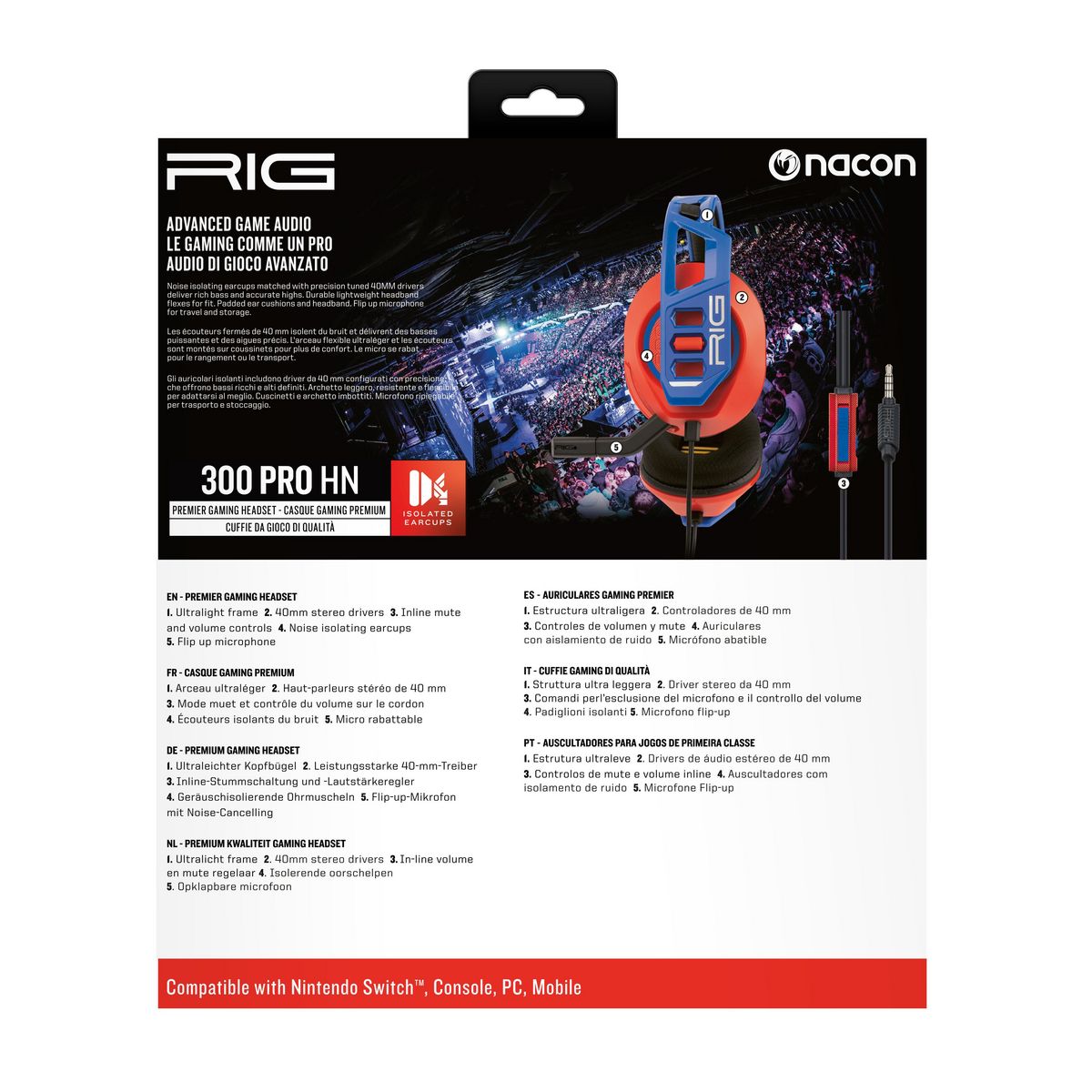 Casque RIG 300 Pro HN Rouge et bleu Nintendo Switch 2