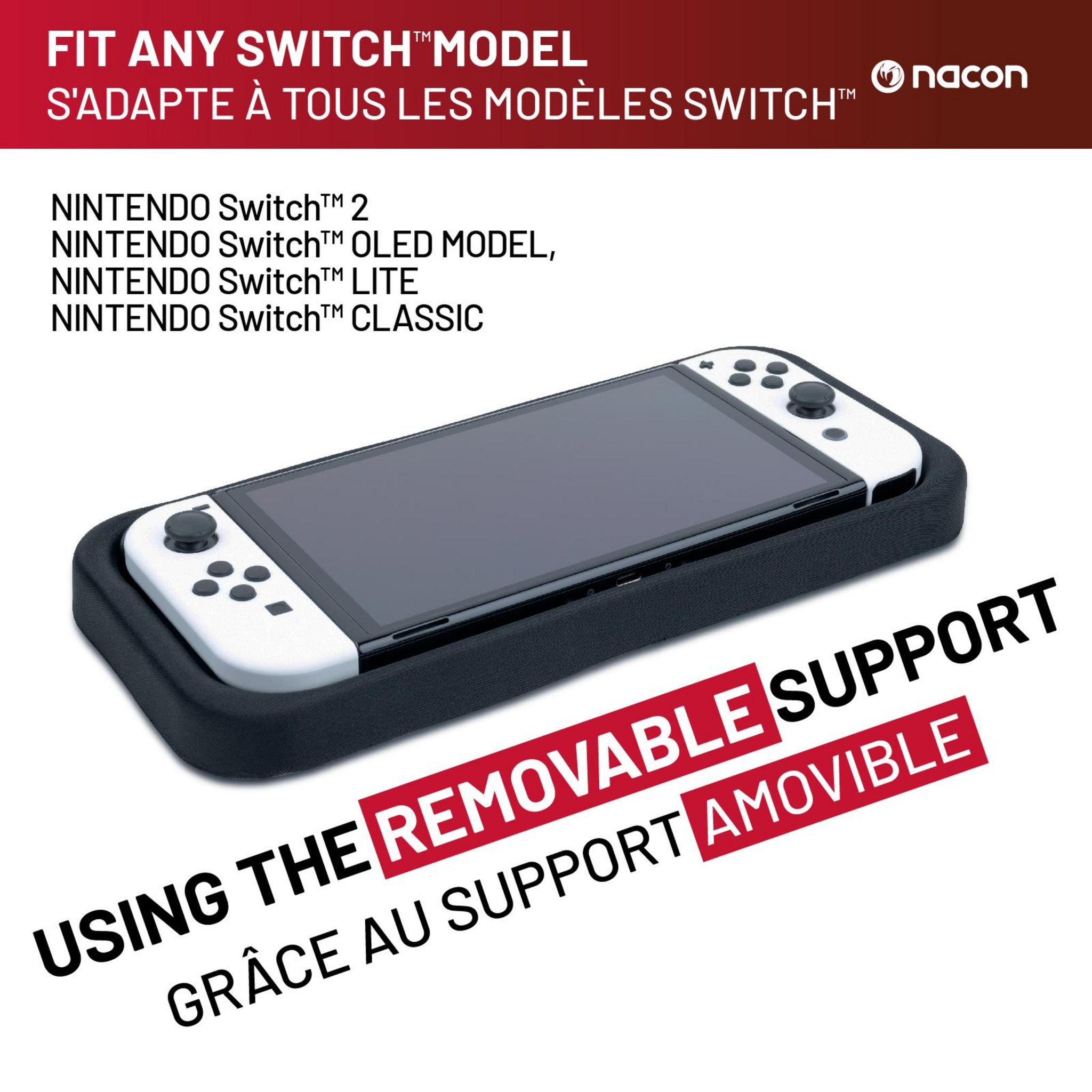 Voir la diapositive 6 : Pochette de Transport Rigide Rouge Nintendo Switch 2