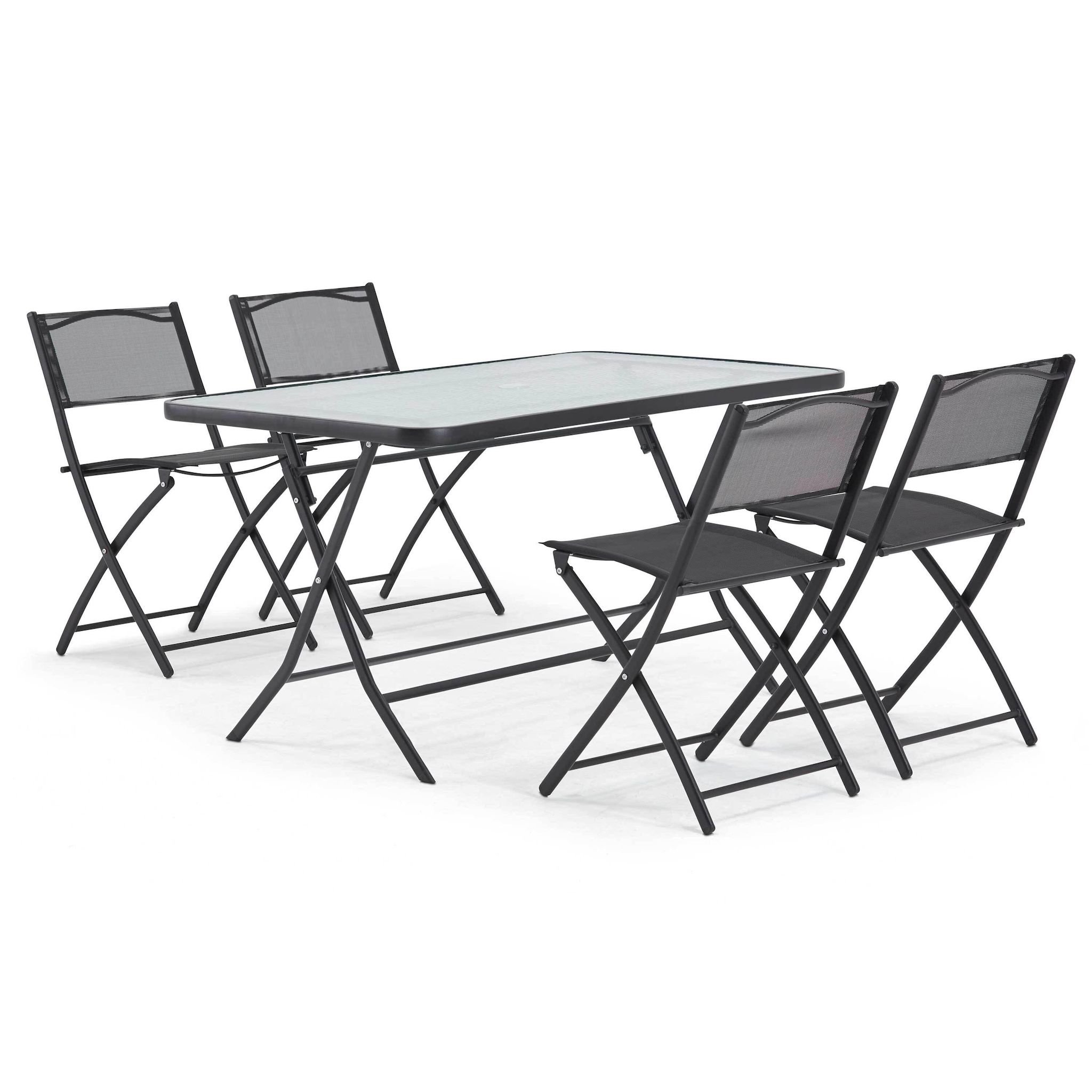 OVIALA Ensemble de jardin Calvi 1 table + 4 chaises
