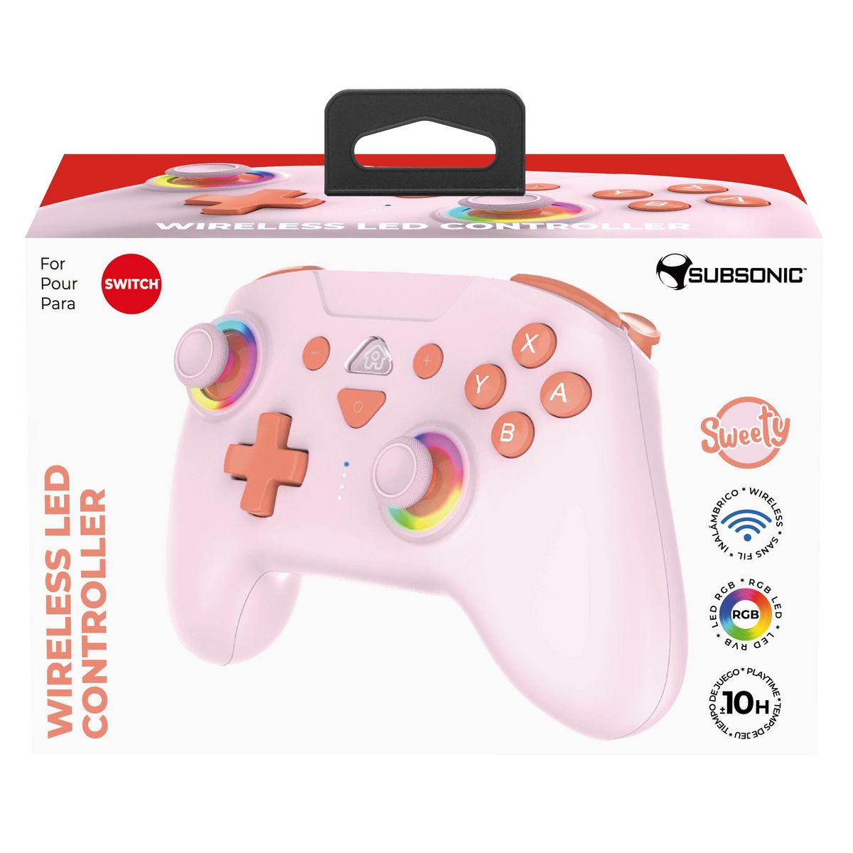SUBSONIC Manette Sans Fil Rechargeable Led Rgb Sweetie - Rose Nintendo Switch