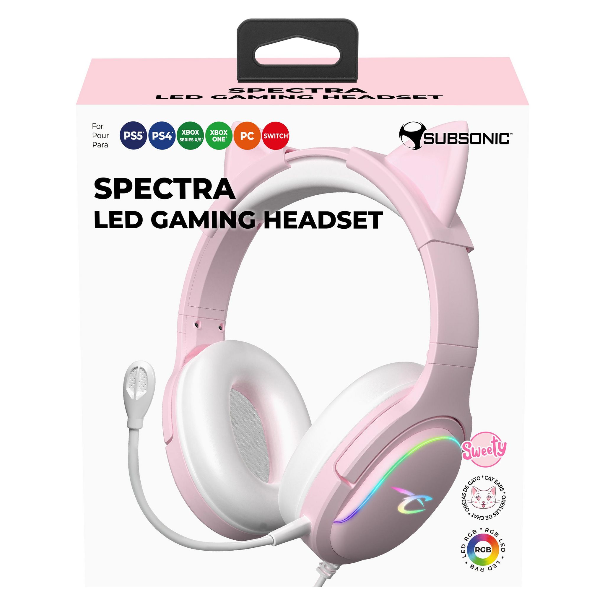 SUBSONIC Casque audio gaming LED Spectra Rose