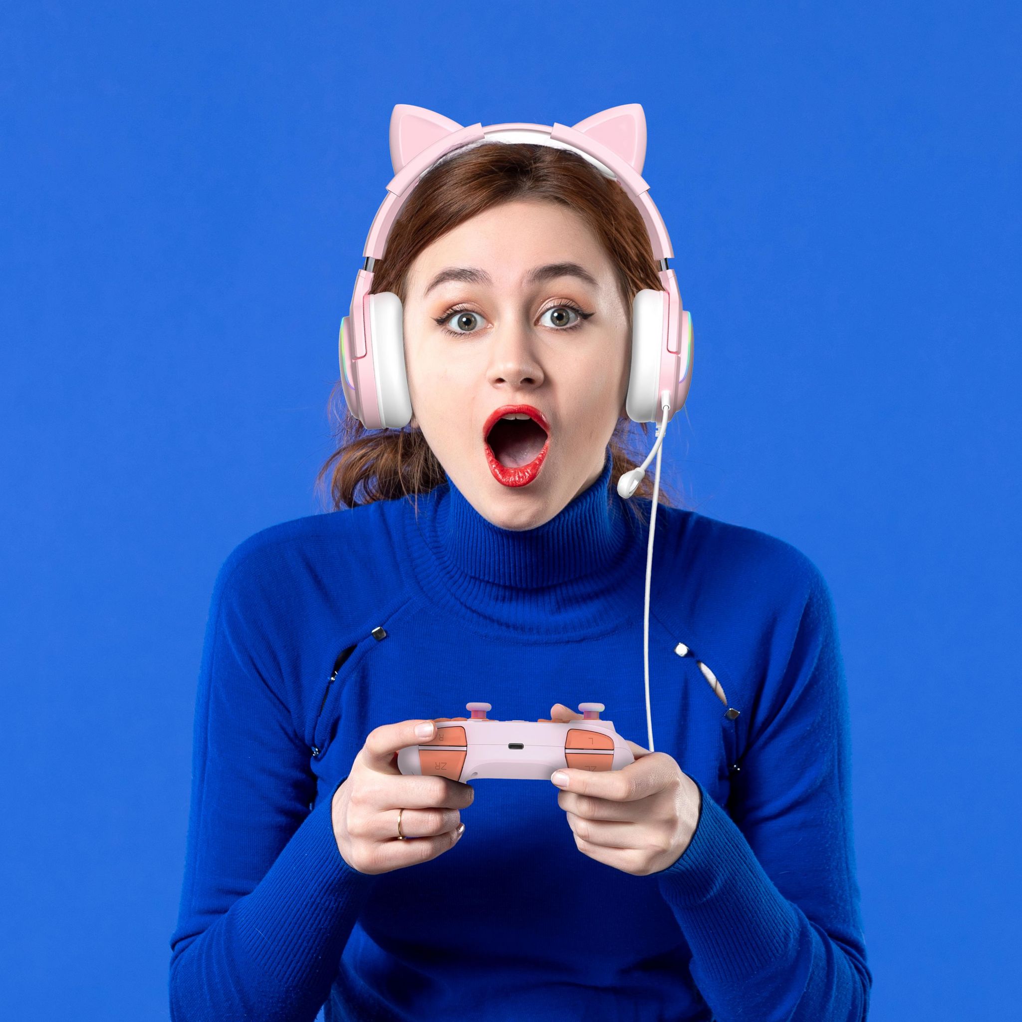 Voir la diapositive 4 : SUBSONIC Casque audio gaming LED Spectra Rose