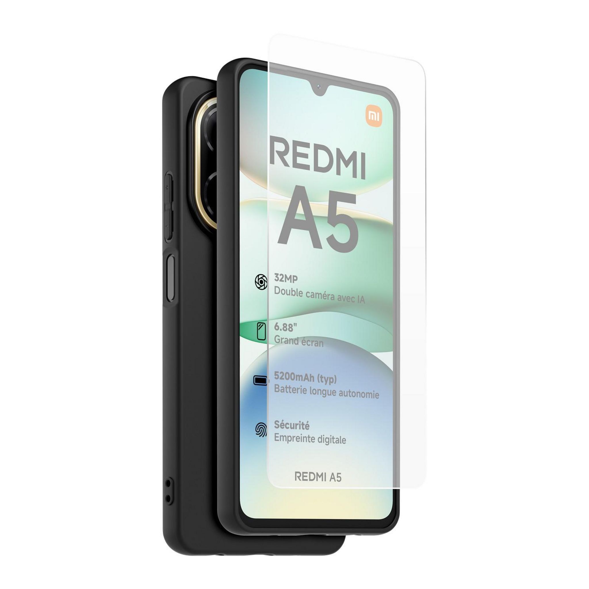Voir la diapositive 2 : XIAOMI Pack Coque + Verre trempé Redmi A5