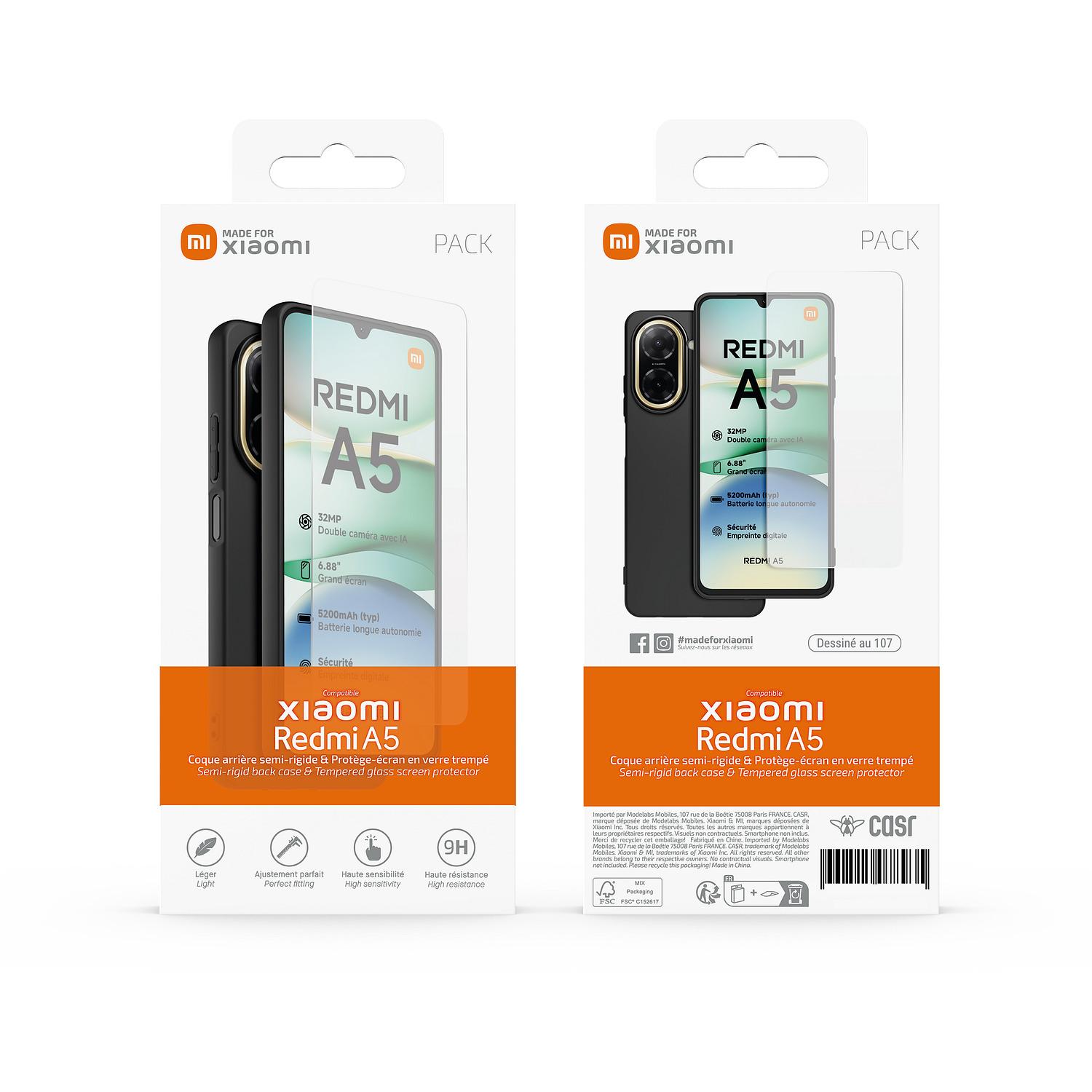 Voir la diapositive 8 : XIAOMI Pack Coque + Verre trempé Redmi A5