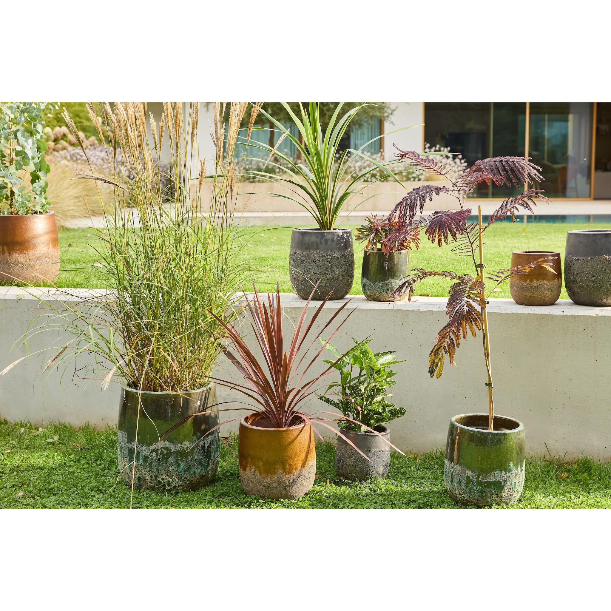 Voir la diapositive 2 : GARDENSTAR Pot bimatière d20h21 cm ocre