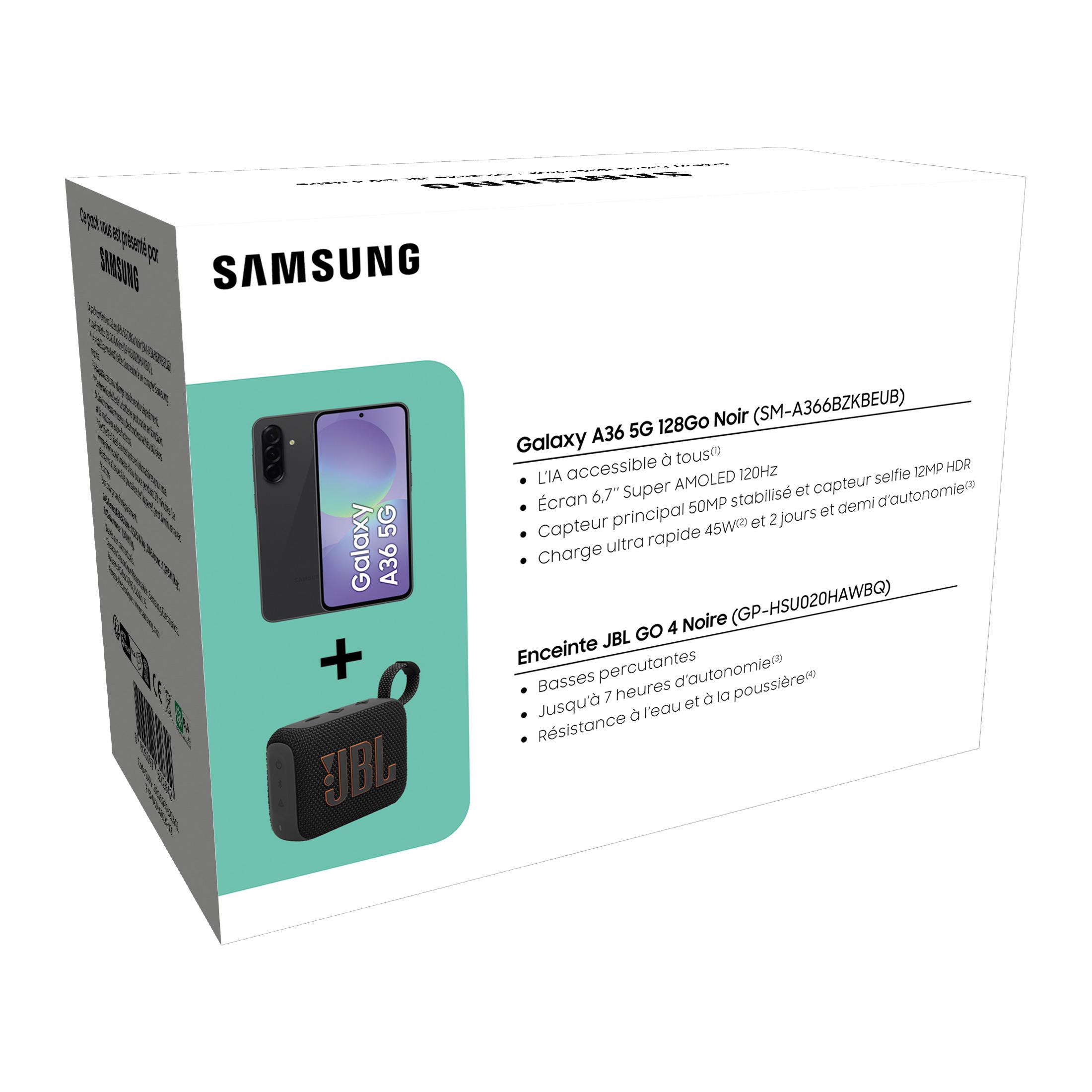 Voir la diapositive 2 : SAMSUNG Pack Galaxy A36 5G 128Go + enceinte portable JBL GO 4