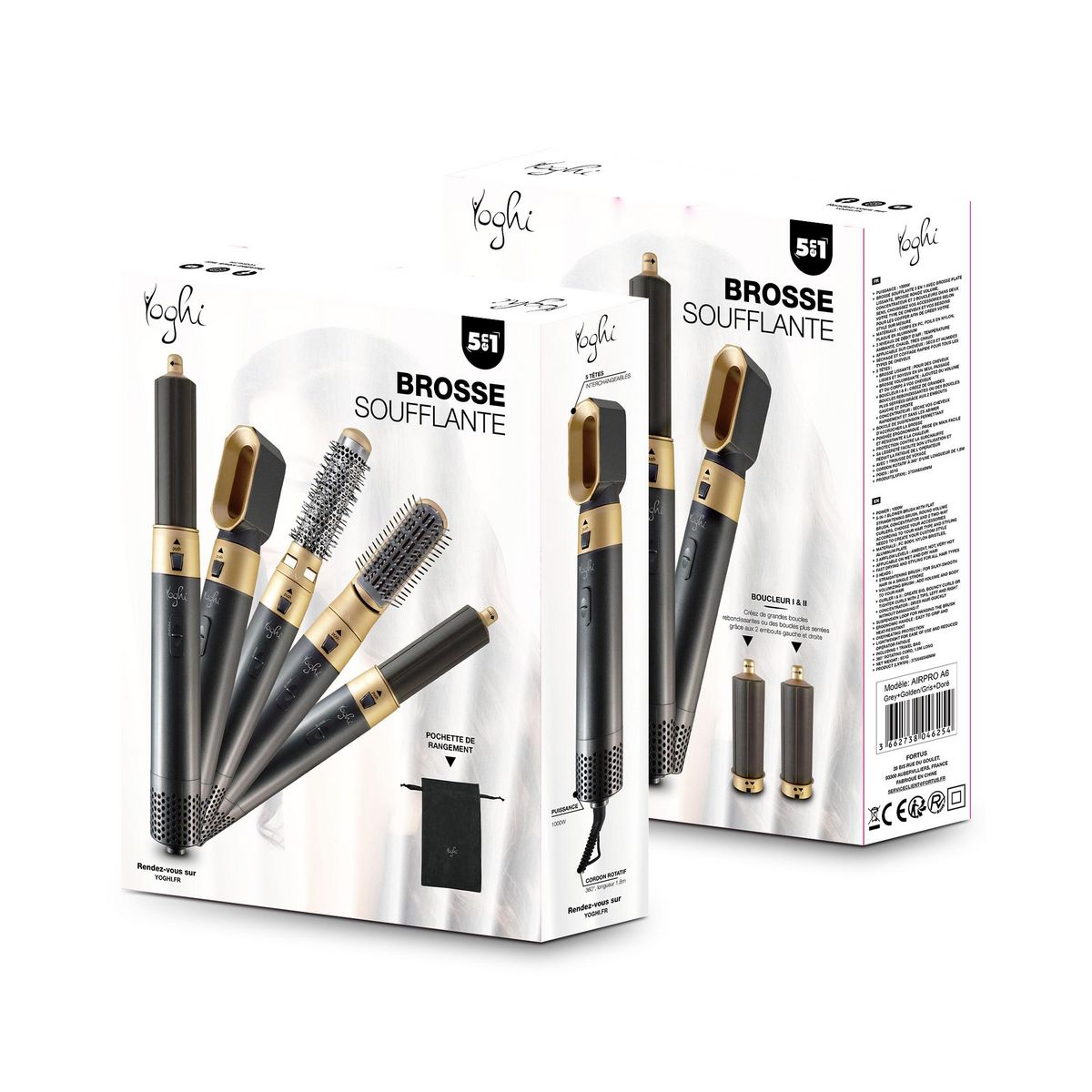 YOGHI Brosse soufflante 5 en 1 AIRPROA6 - Noir